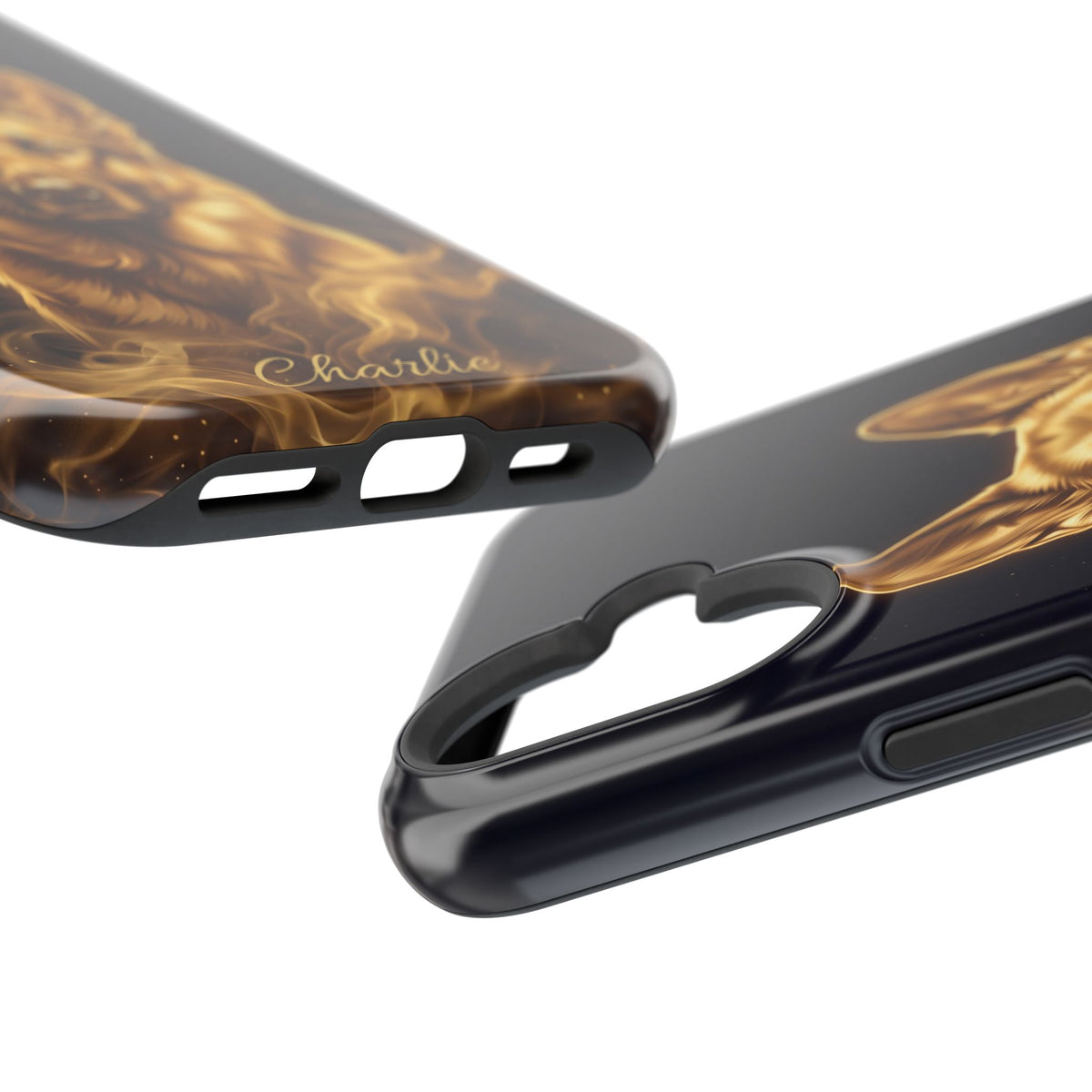 German Shepherd Phone Case | Personalized Gold Glow Art — Tough Magnetic Case with Wireless Charging