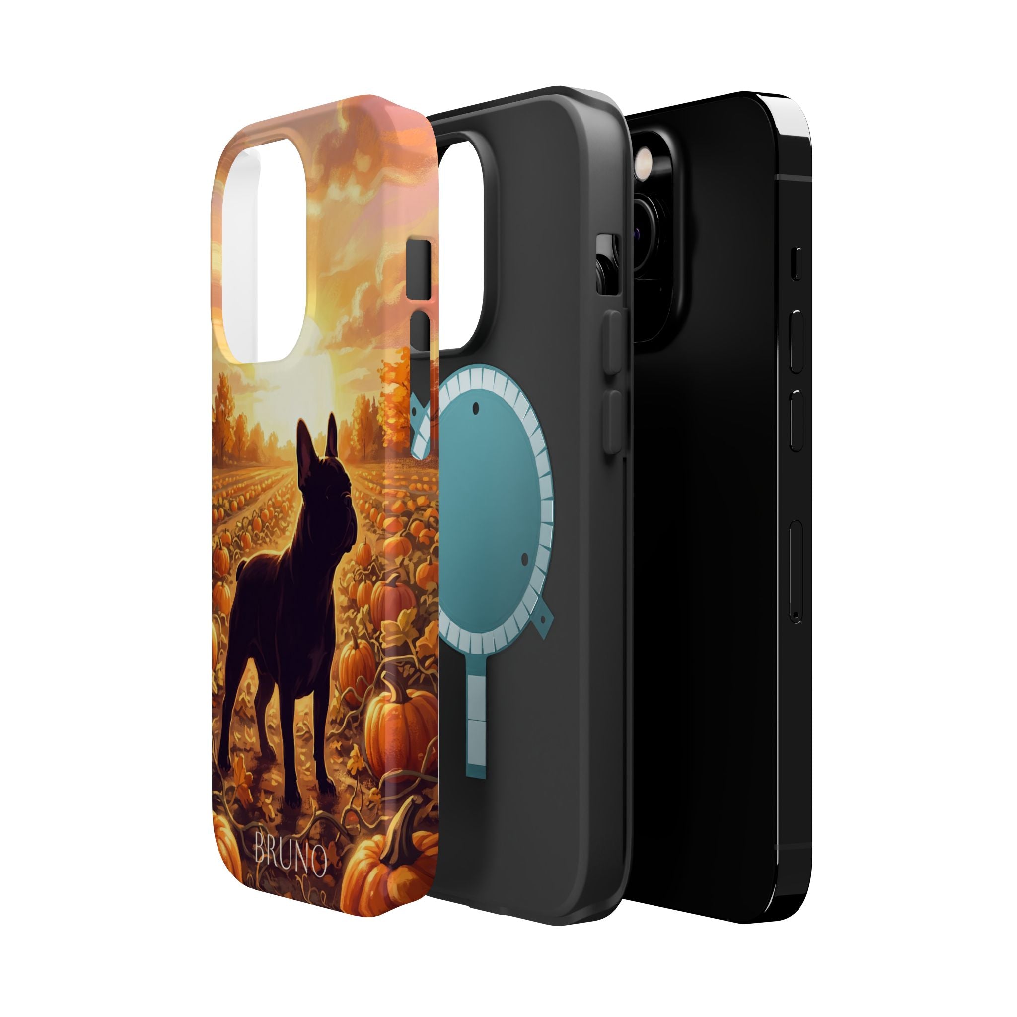 Personalized French Bulldog Pumpkin Patch Phone Case — Wireless Charging Cover