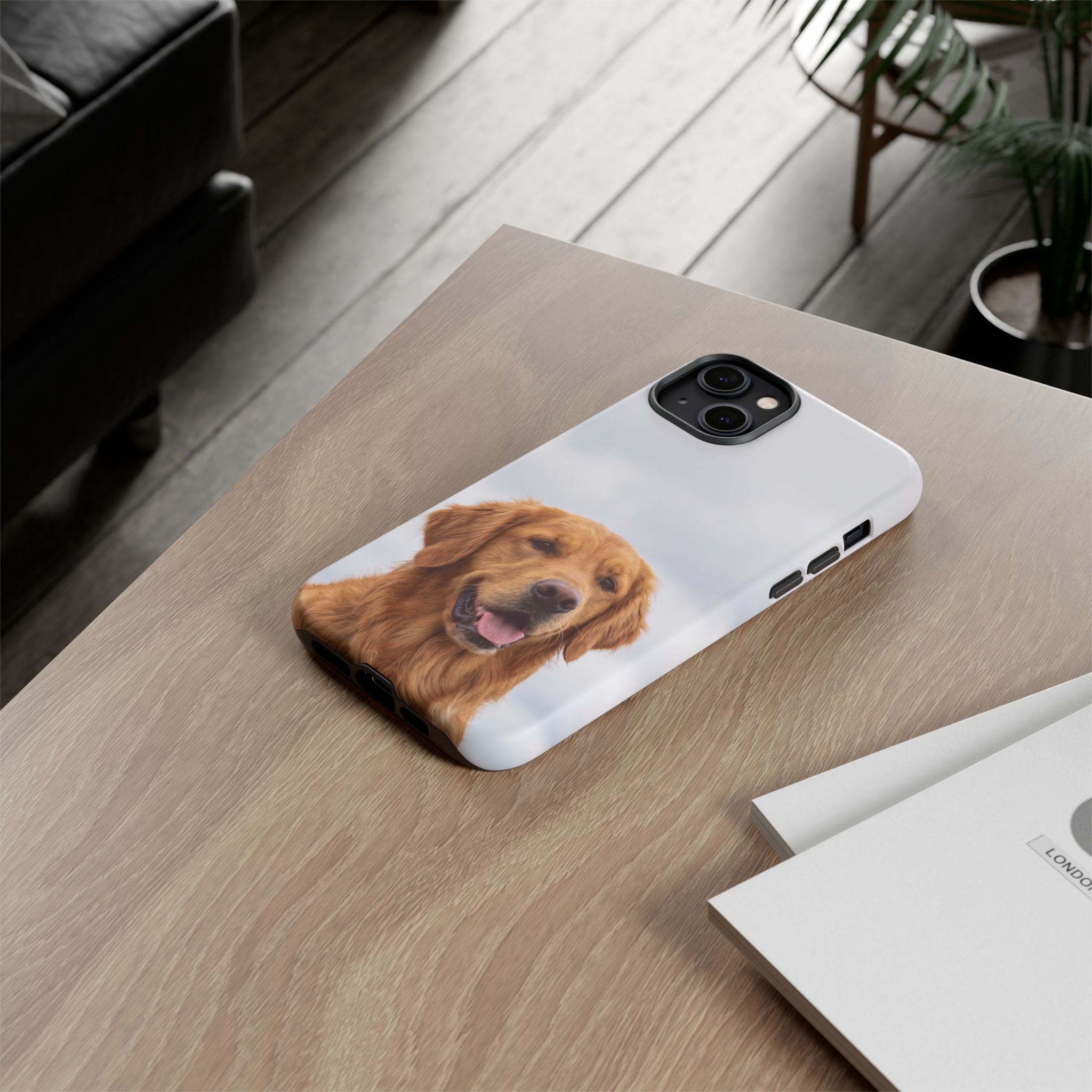 Golden Retriever Portrait Phone Case | Happy Dog Photo on Soft Sky Background | Samsung & iPhone