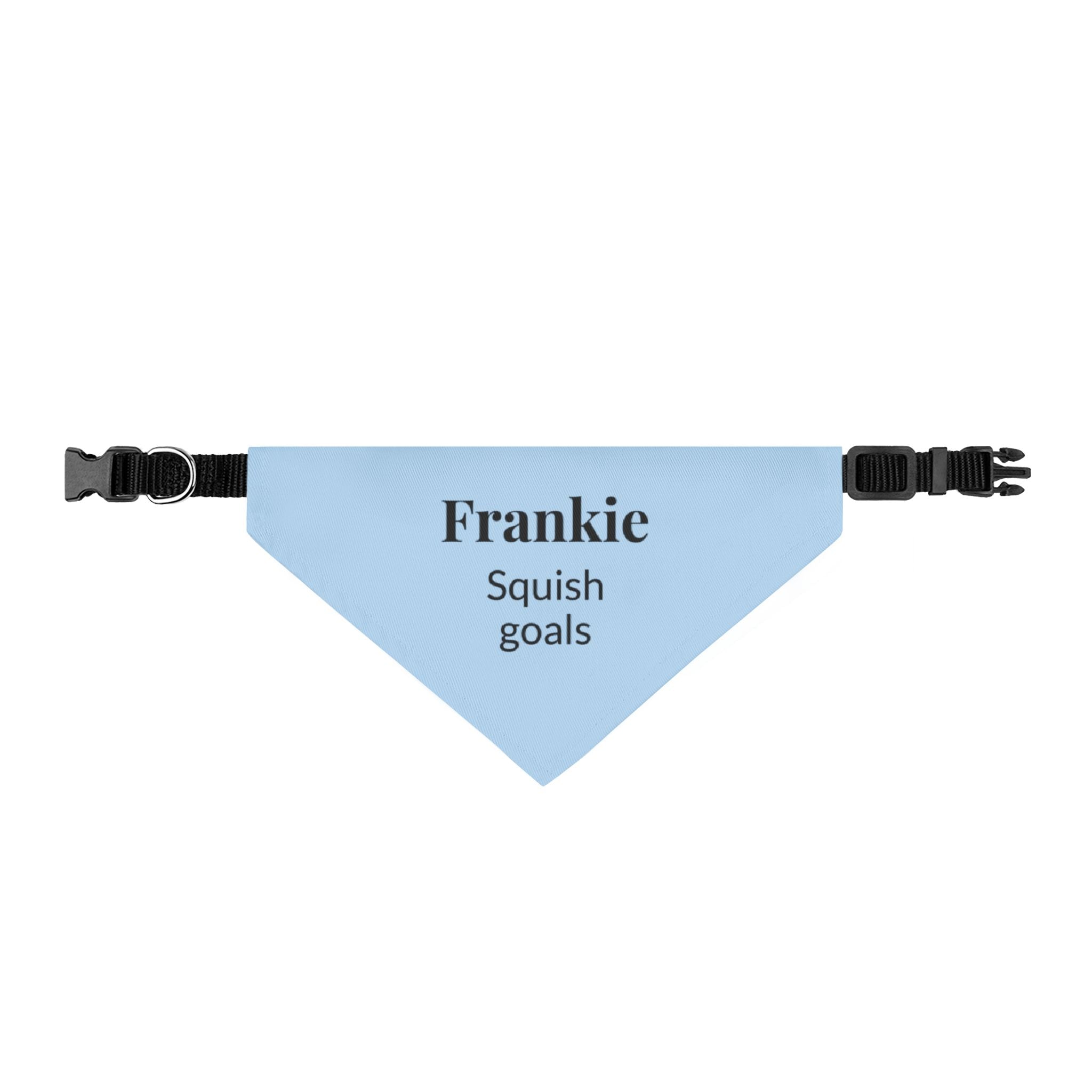 Personalized French Bulldog Bandana | Custom Name Pet Bandana | Sky Blue Squish Goals Dog Bandana