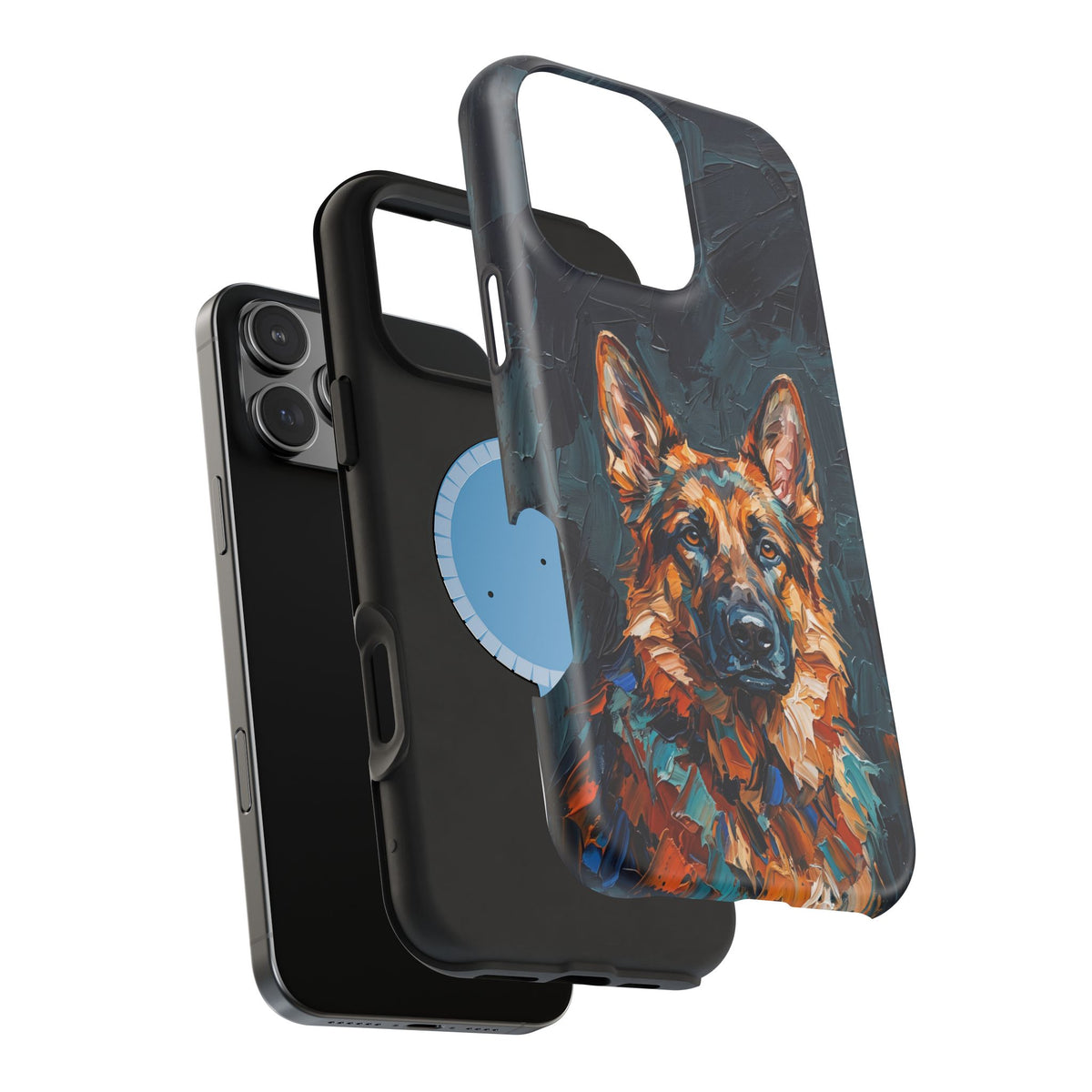 German Shepherd Phone Case | Palette Knife Painting Art — Tough Magnetic Case with Wireless Charging