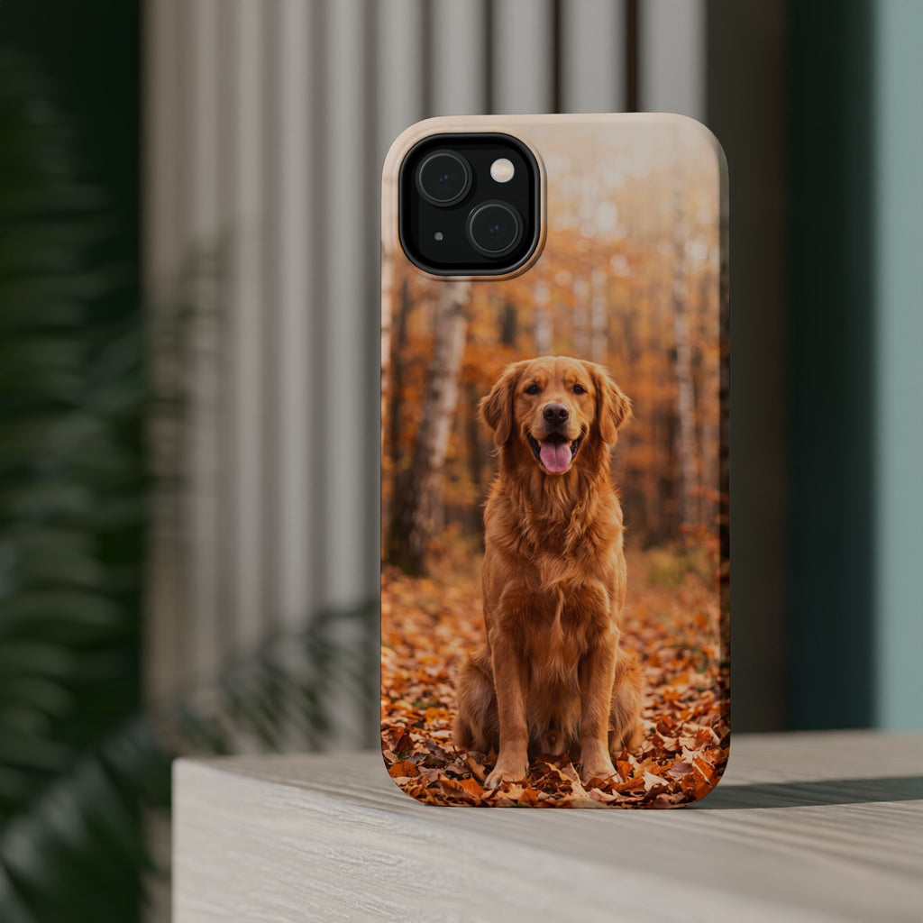 Autumn Golden Retriever Phone Case — Impact-Resistant Wireless Charging Cover