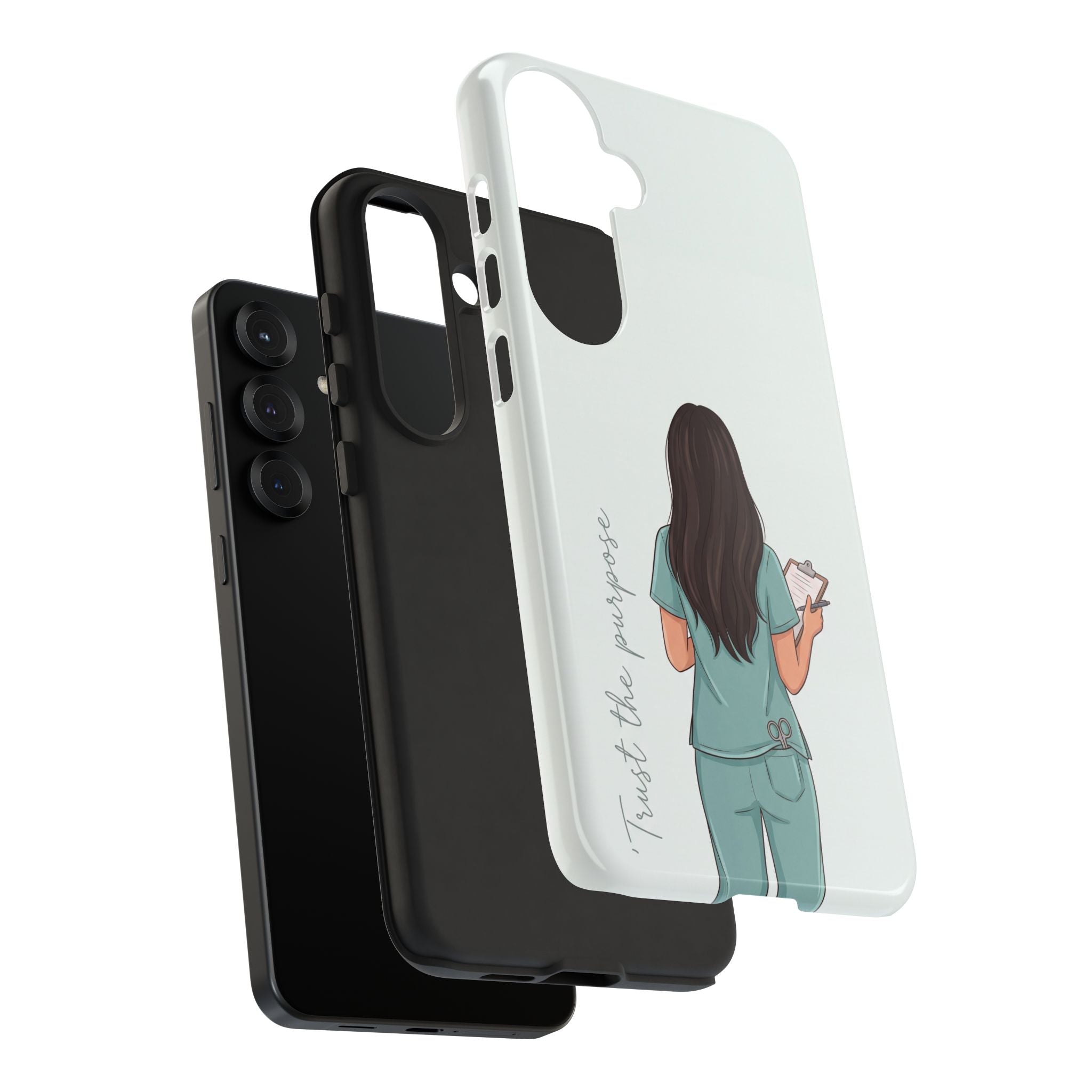 "Trust the Purpose" Nurse Phone Case | Illustrated Nurse in Scrubs Design | iPhone & Samsung