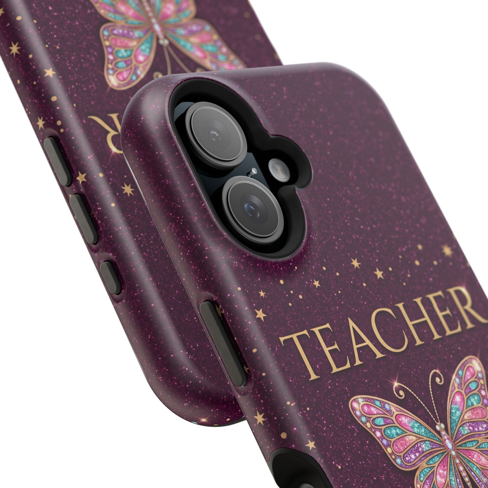 Teacher Life Glitter Butterfly Phone Case — Wireless Charging Cover