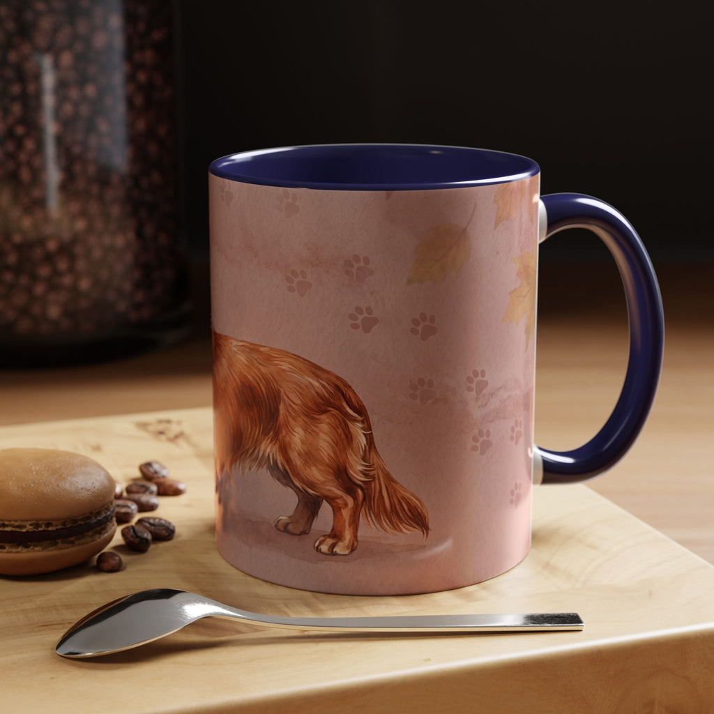 Dachshund Lover Mug | Long-Haired Wiener Dog with Plaid Bandana, Dusty Rose Watercolor Dog Gift