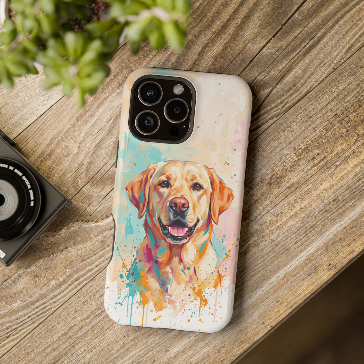 Yellow Labrador Colour Splash Phone Case — Tough Magnetic Case with Wireless Charging