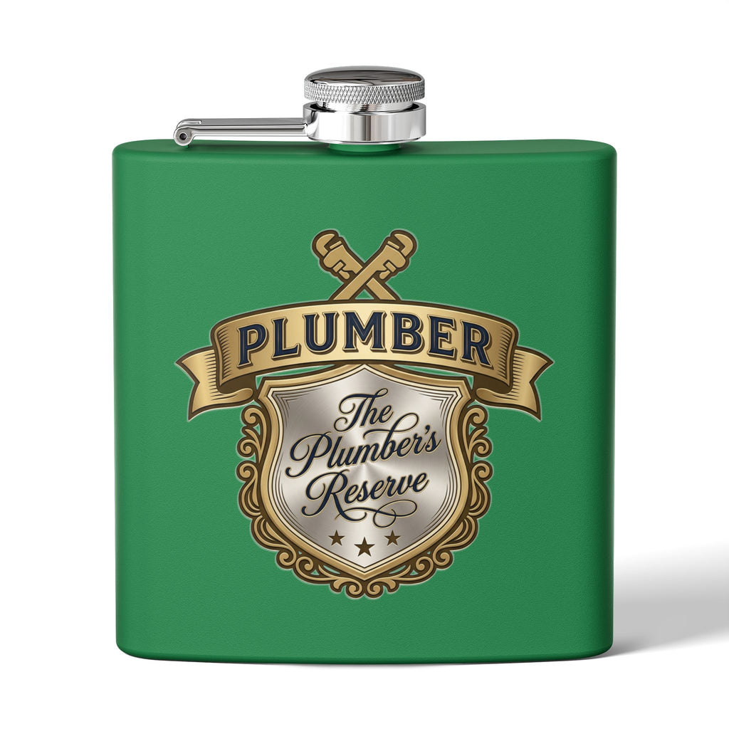Flask — "The Plumber's Reserve" 6oz Stainless Steel Hip Flask