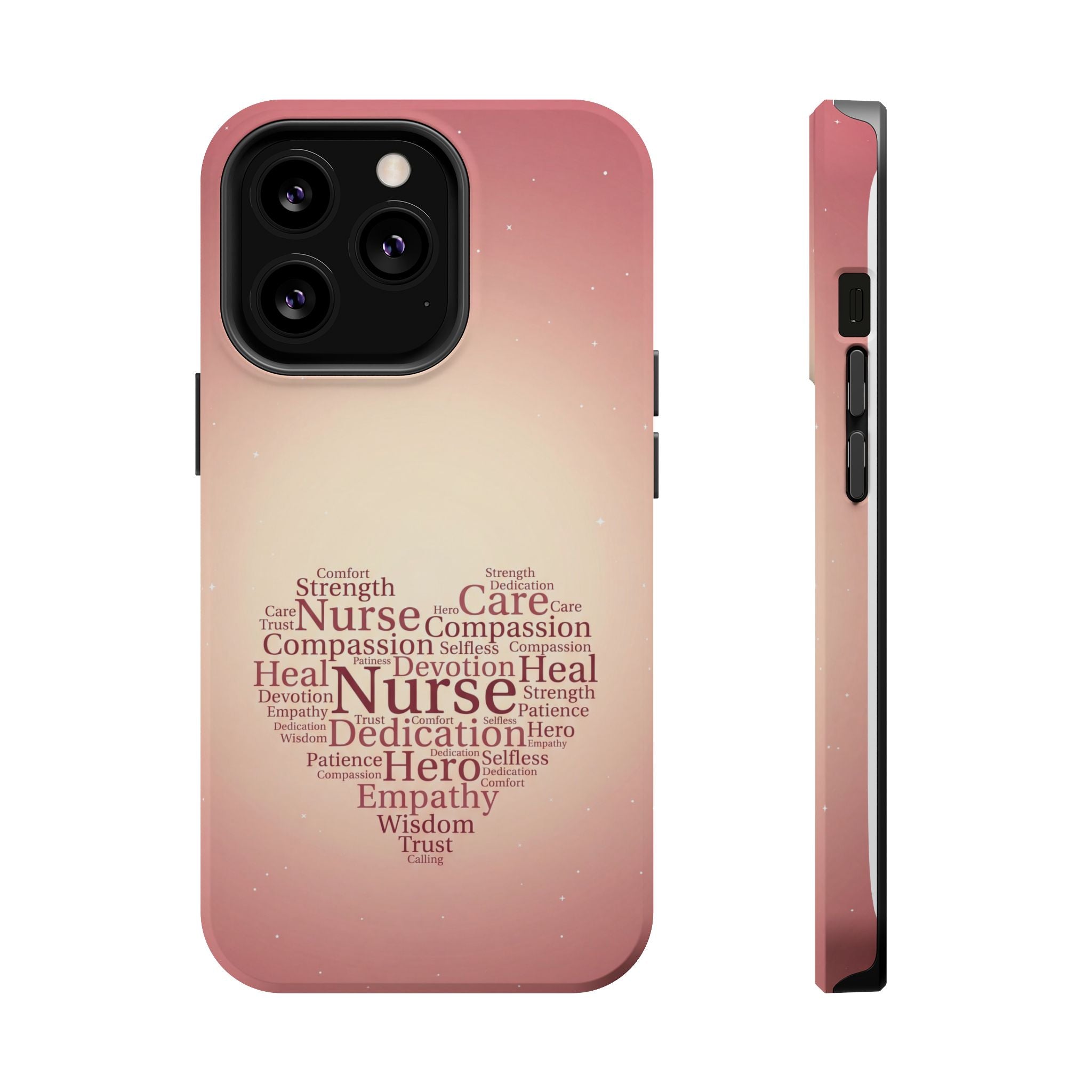 Nurse Heart Word Art Phone Case — Impact-Resistant Wireless Charging Cover