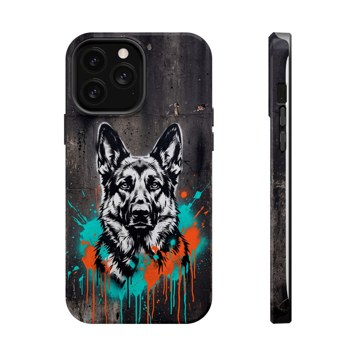 German Shepherd Phone Case | Graffiti Street Art — Tough Magnetic Case with Wireless Charging