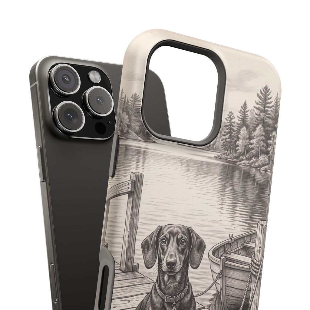 Personalized Dachshund Sunset Beach Phone Case — Wireless Charging Cover