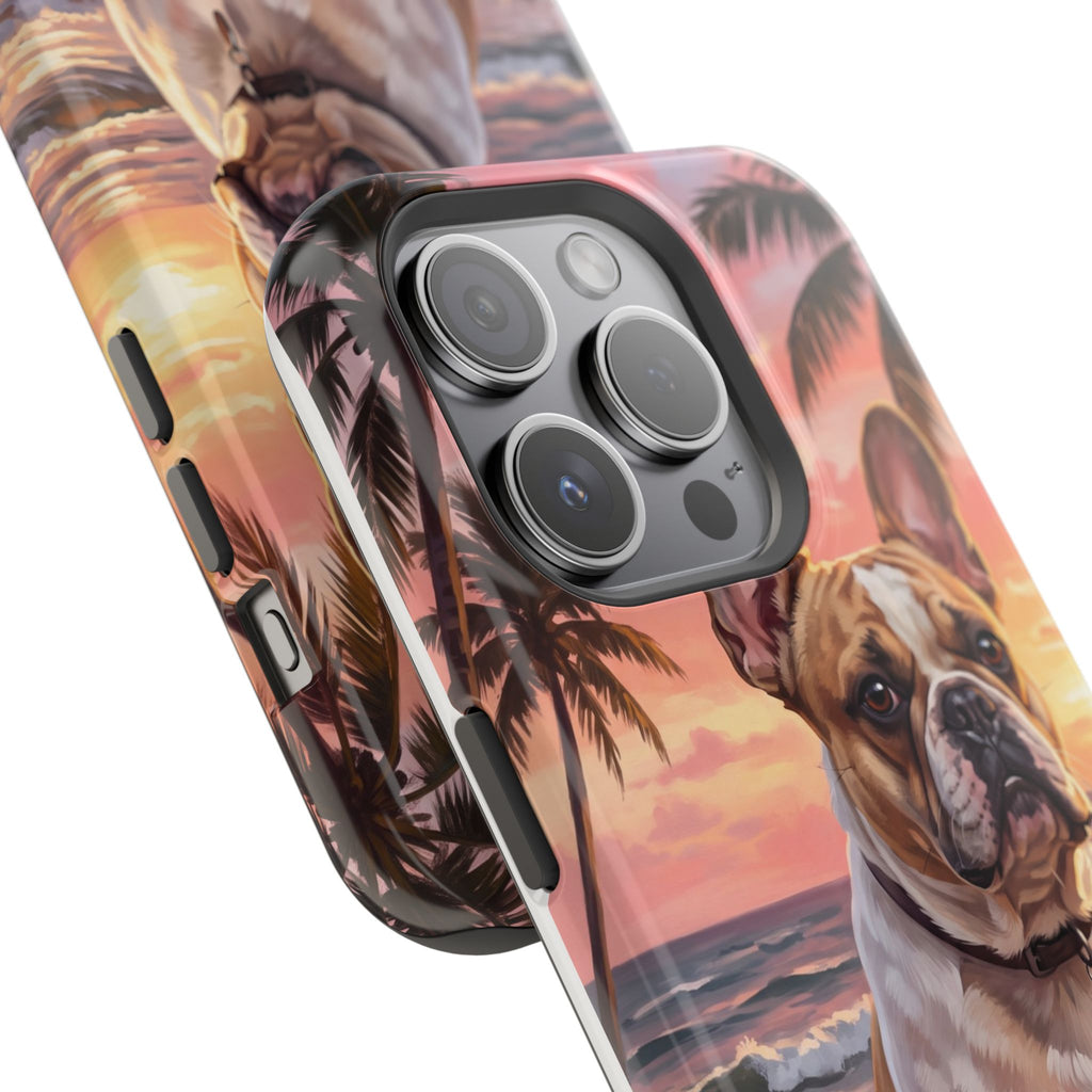 Personalized French Bulldog Beach Portrait Phone Case — Wireless Charging Cover