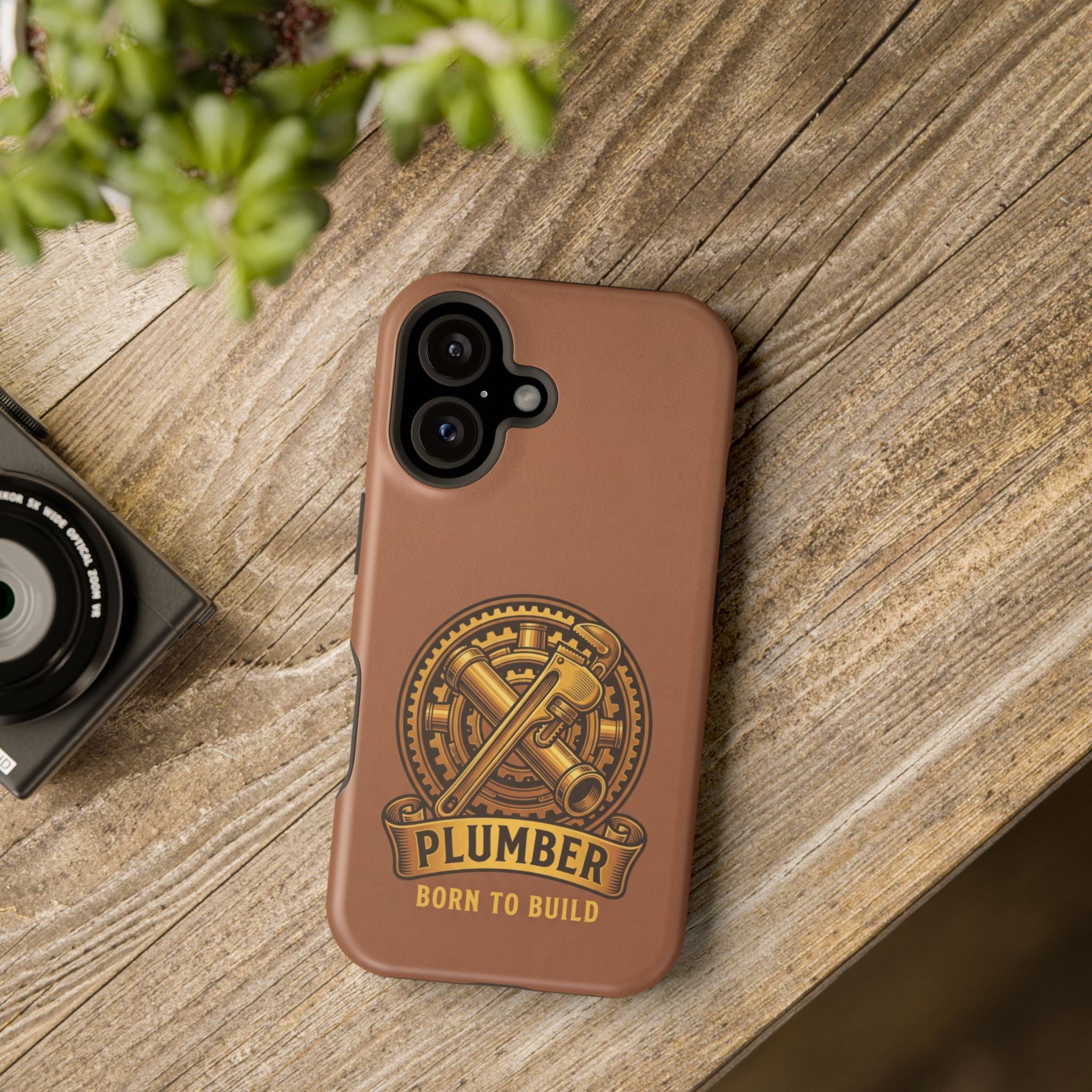 Plumber Born to Build Phone Case — Badge Wireless Charging Cover