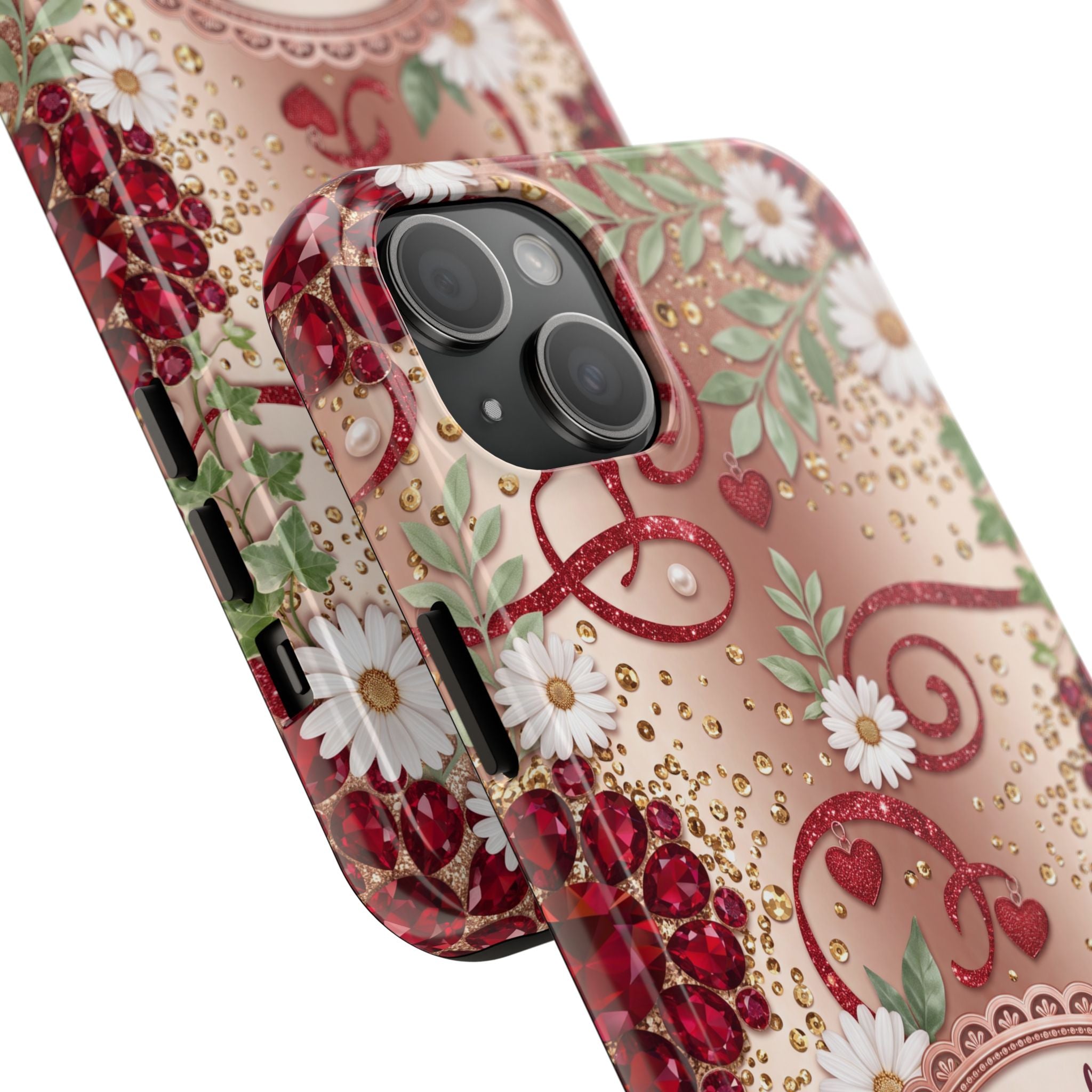 Personalized Teacher Phone Case — Custom Name and Message - Floral Jeweled Design