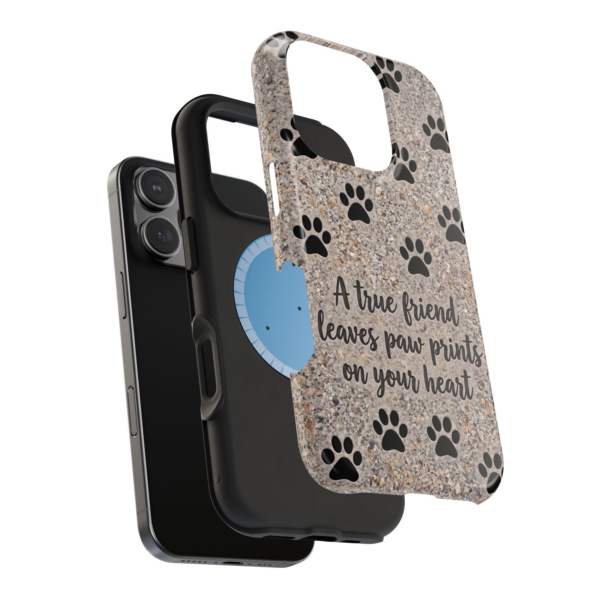 A True Friend Leaves Paw Prints Phone Case — Impact-Resistant Wireless Charging Cover