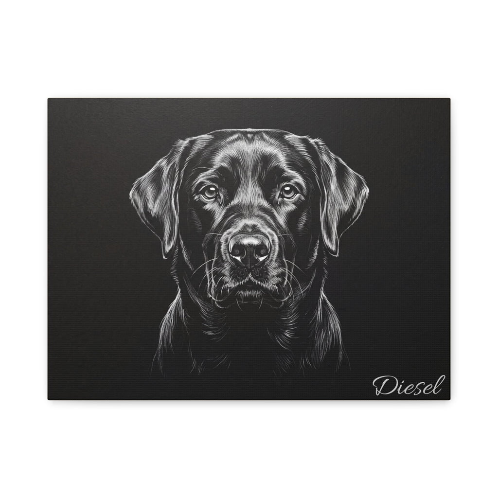 Black Labrador Personalized Canvas | Chalk Drawing on Black Wall Art