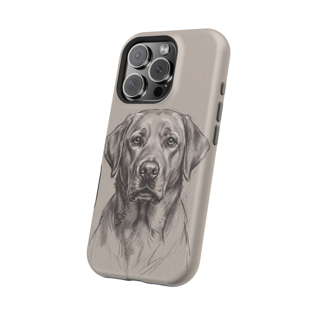 Charcoal Sketch Labrador Phone Case — Tough Magnetic Case with Wireless Charging