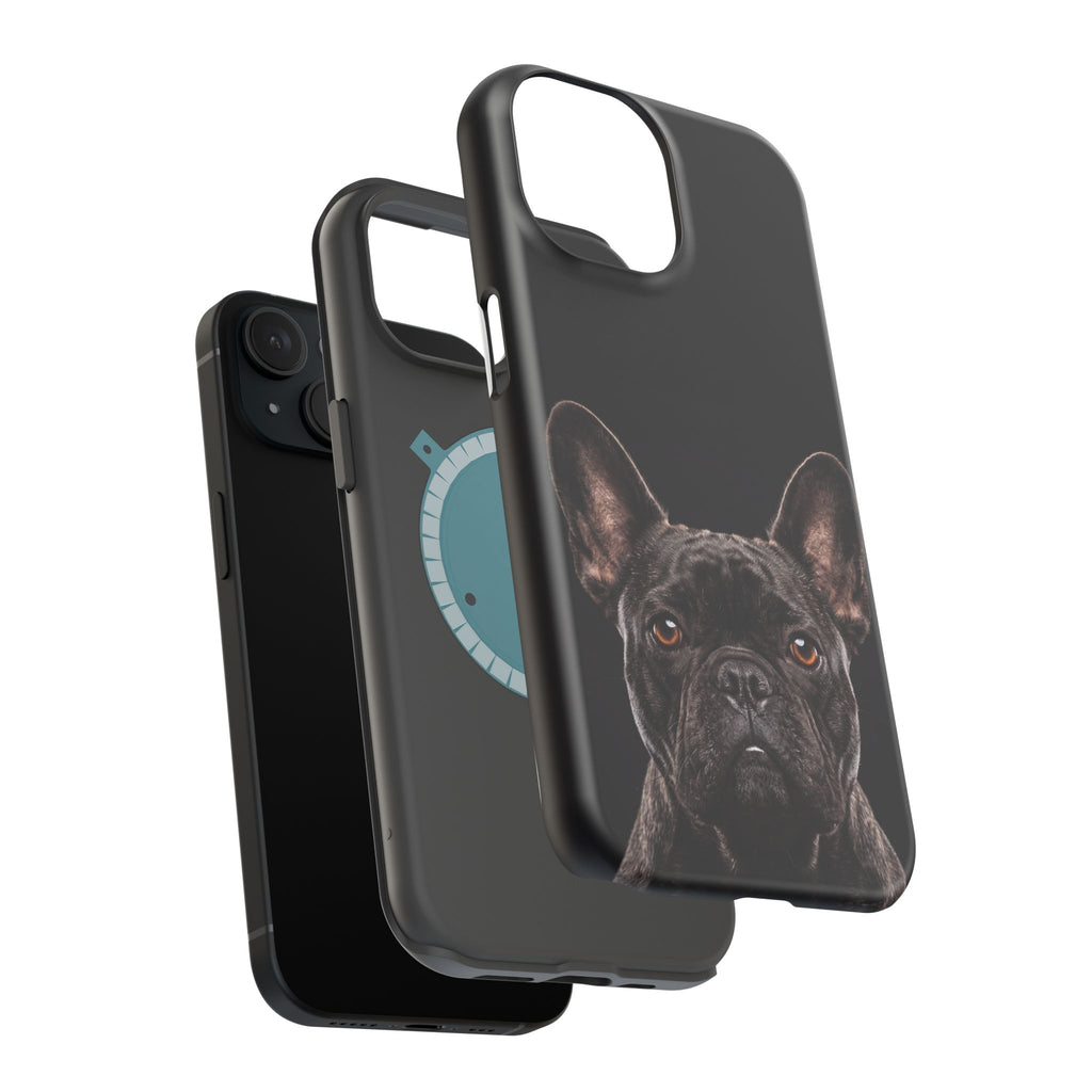 Black French Bulldog Phone Case — Impact-Resistant Wireless Charging Cover