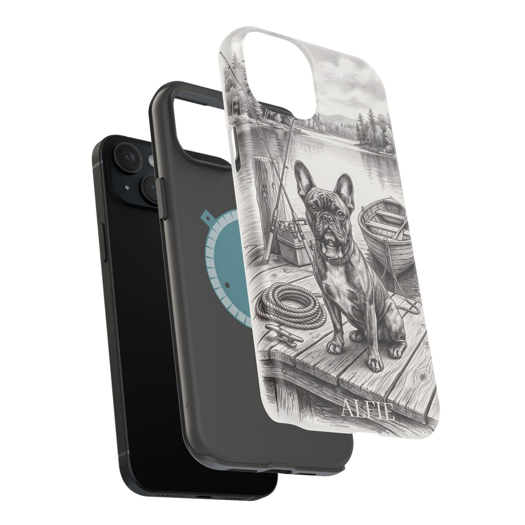 Personalized French Bulldog Lakeside Dock Phone Case — Wireless Charging Cover