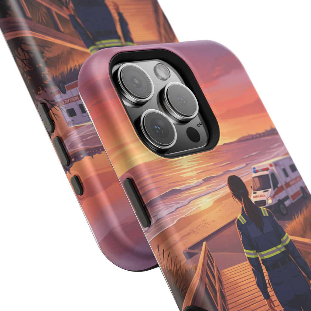 Sunset Boardwalk Personalized Paramedic Phone Case — Wireless Charging Cover