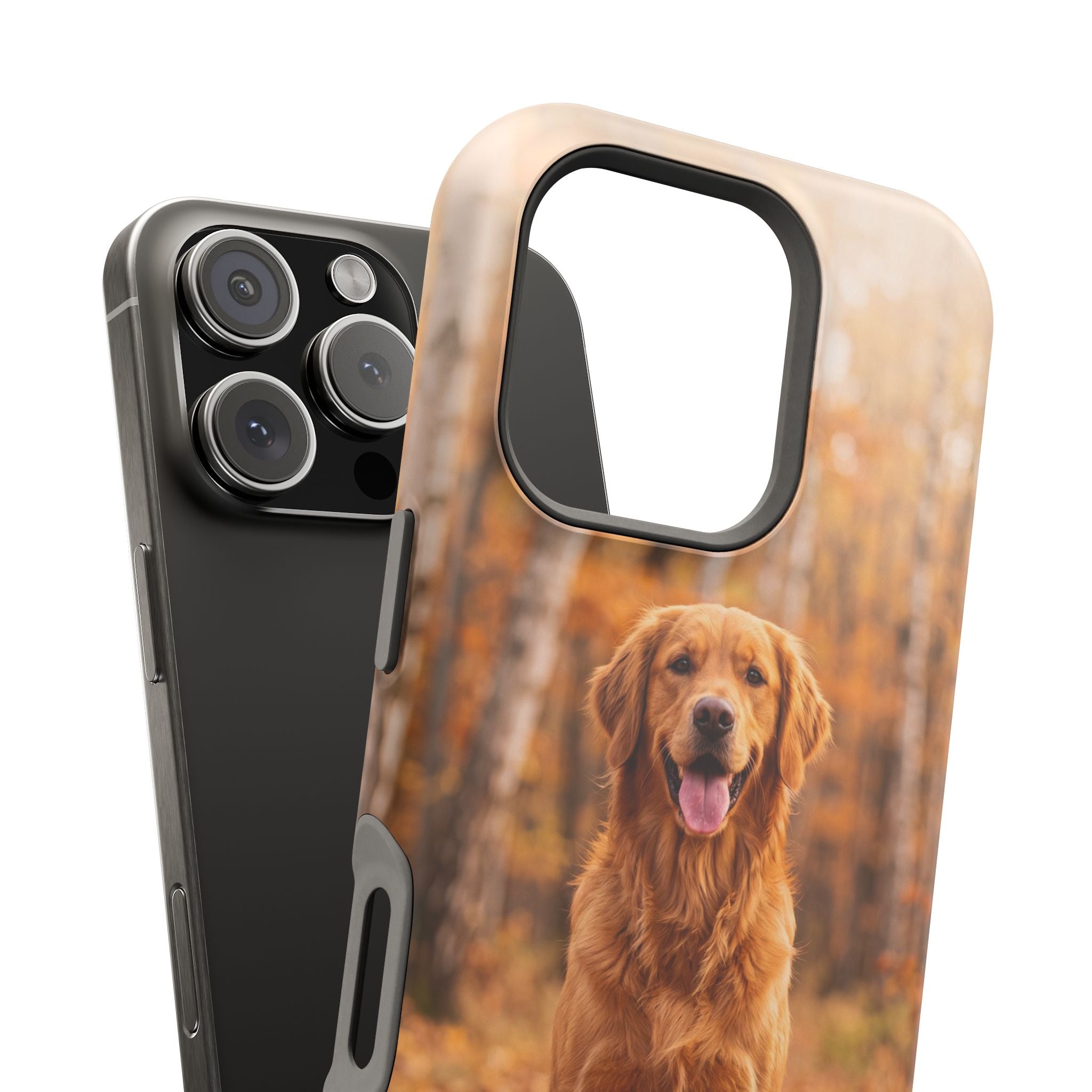 Autumn Golden Retriever Phone Case — Impact-Resistant Wireless Charging Cover