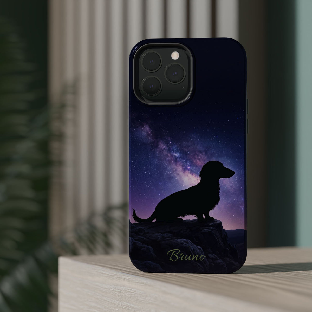 Personalized Dachshund Starry Night Phone Case — Wireless Charging Cover
