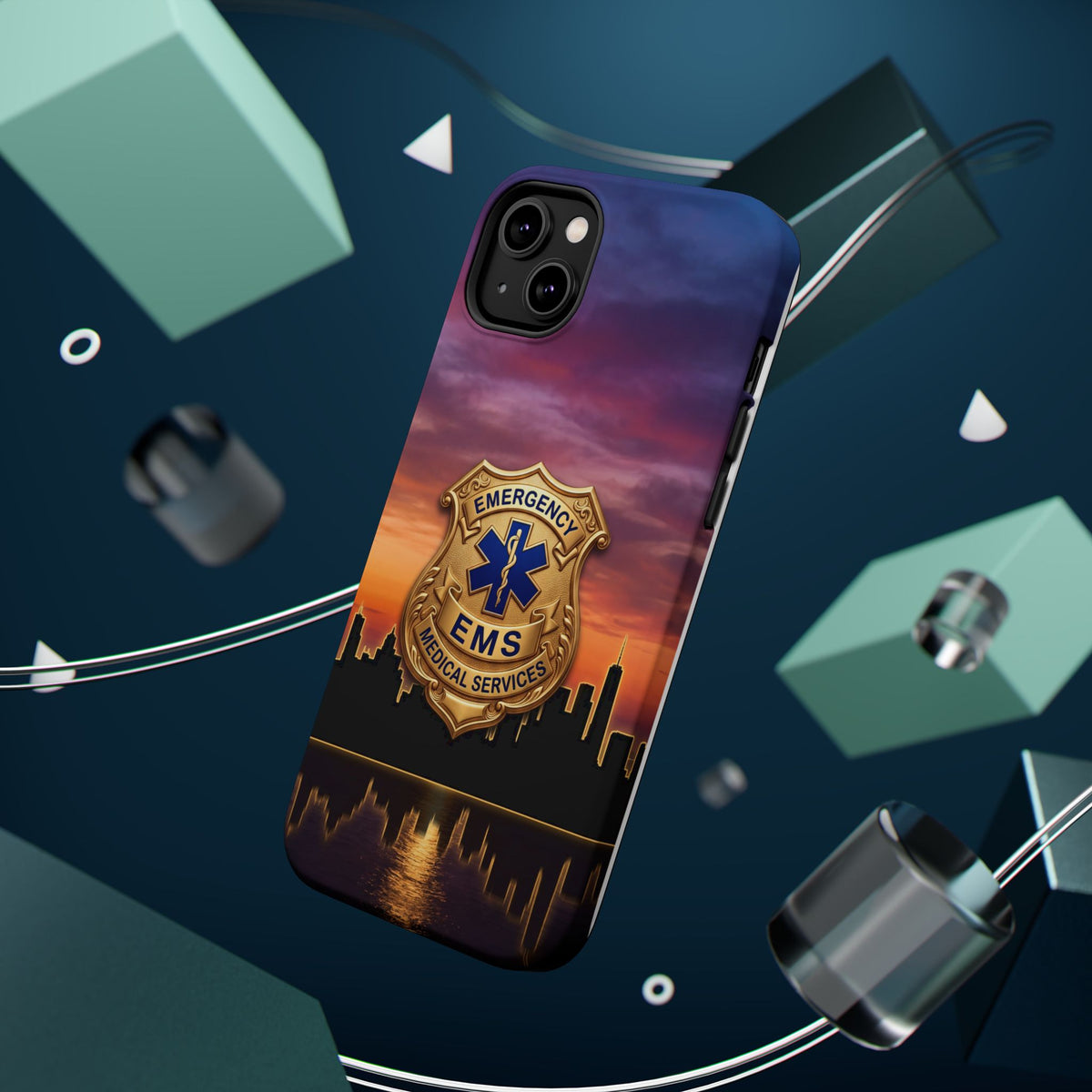 EMS Badge Sunset Skyline Phone Case — Magnetic Wireless Charging Cover
