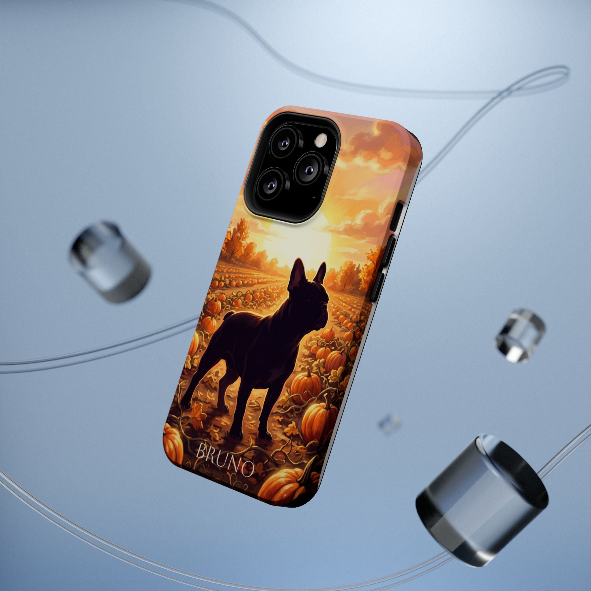 Personalized French Bulldog Pumpkin Patch Phone Case — Wireless Charging Cover