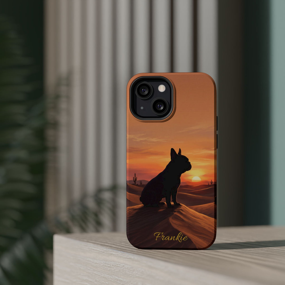 Personalized French Bulldog Desert Sunset Phone Case — Wireless Charging Cover