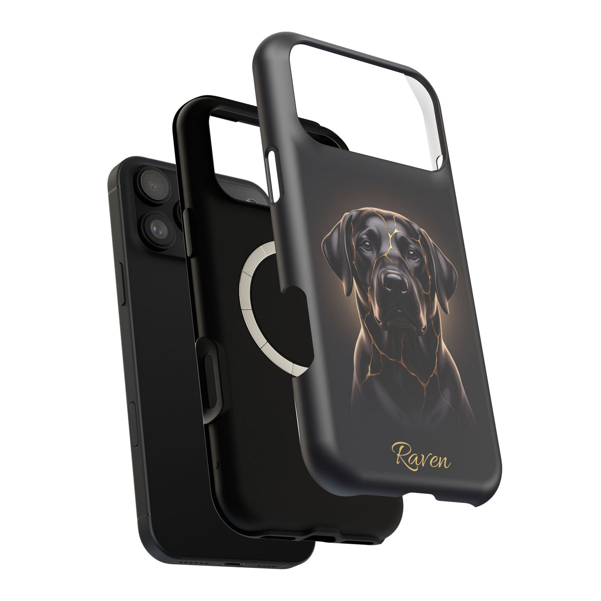 Personalized Obsidian Kintsugi Labrador Phone Case — Tough Magnetic Case with Wireless Charging