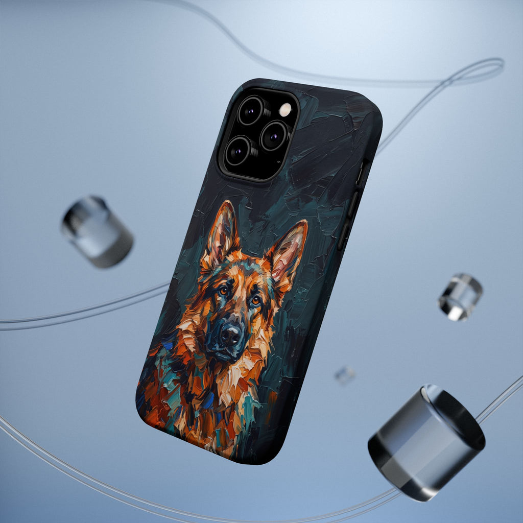 German Shepherd Phone Case | Palette Knife Painting Art — Tough Magnetic Case with Wireless Charging