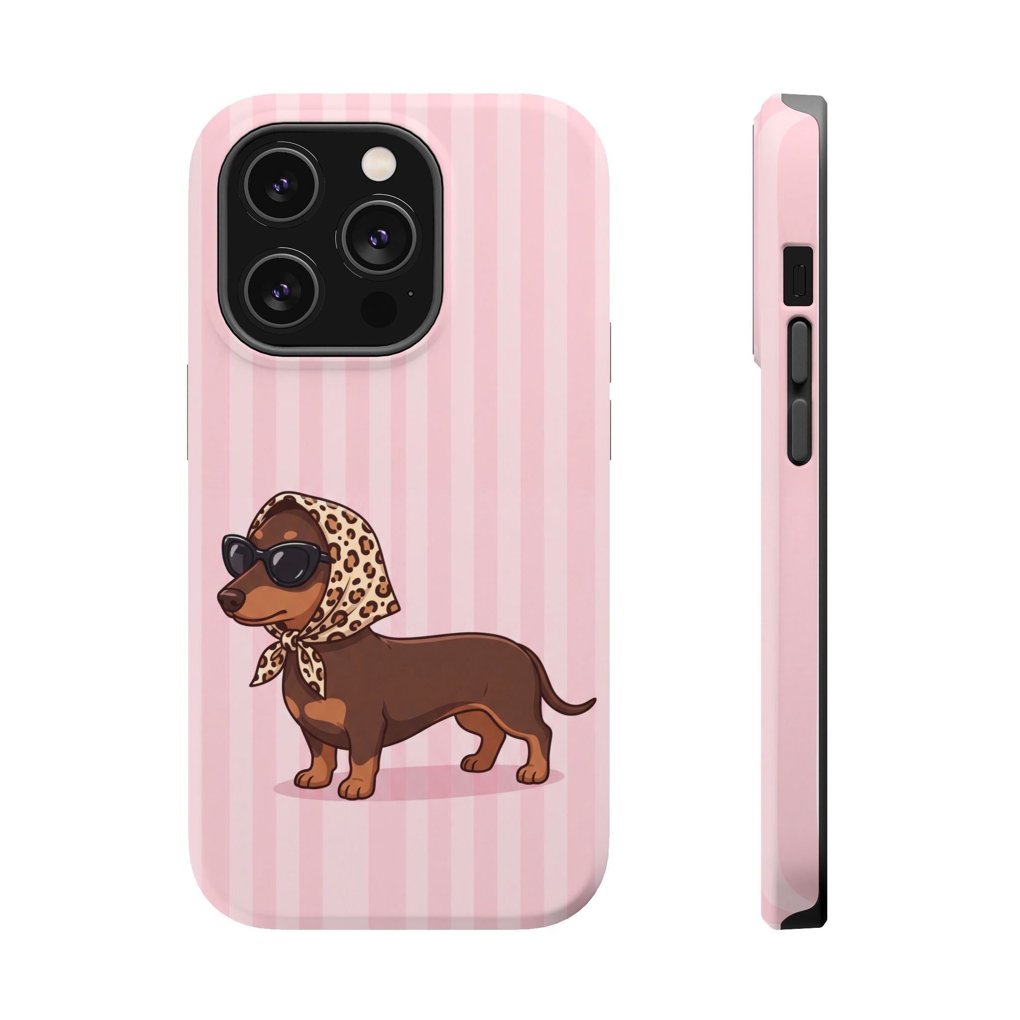 Preppy Dachshund Phone Case — Impact-Resistant Wireless Charging Cover