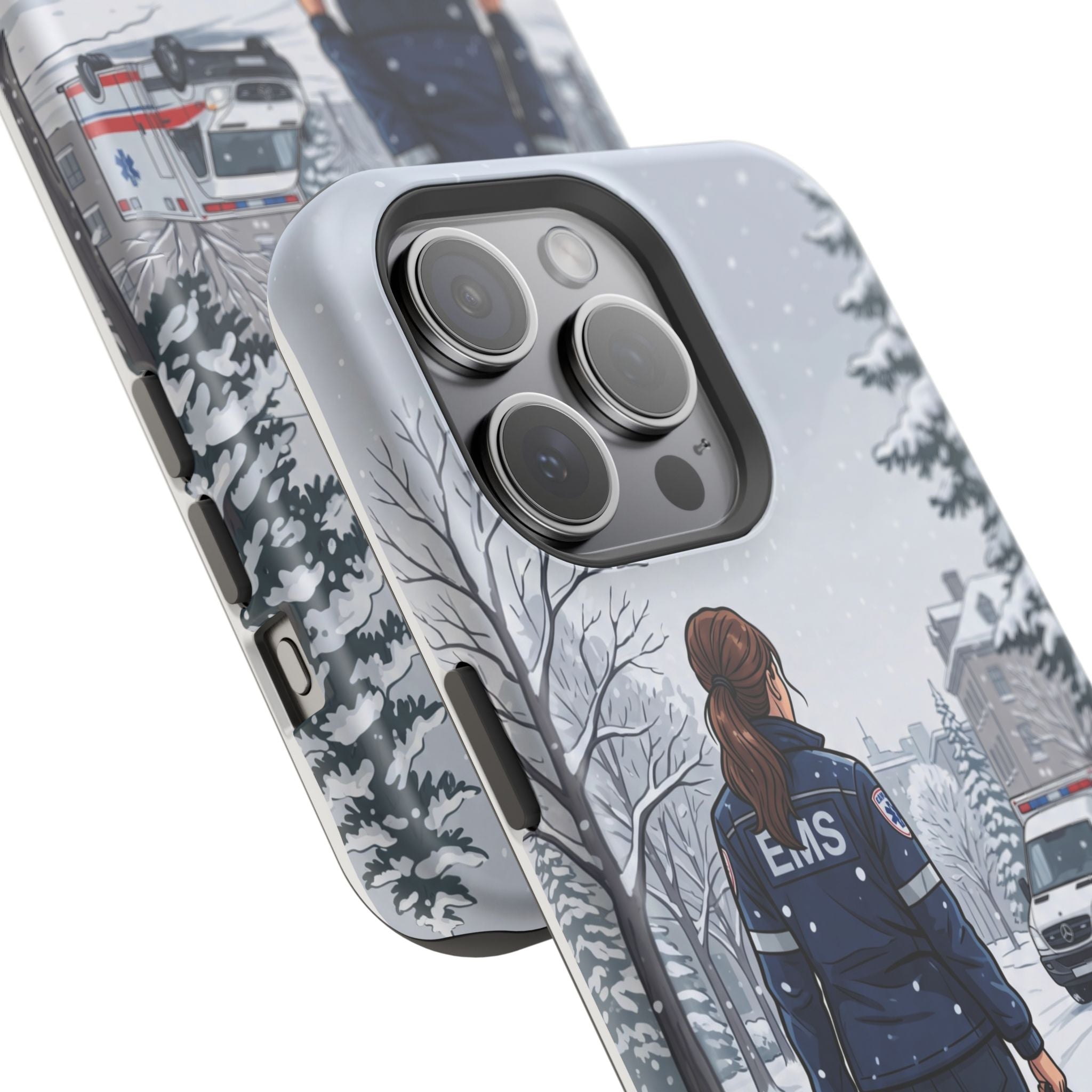 Paramedic/EMT Winter Phone Case — Magnetic Wireless Charging Cover