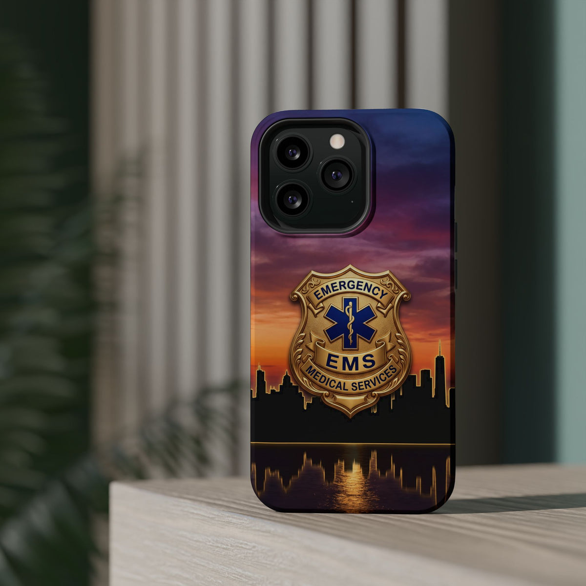 EMS Badge Sunset Skyline Phone Case — Magnetic Wireless Charging Cover