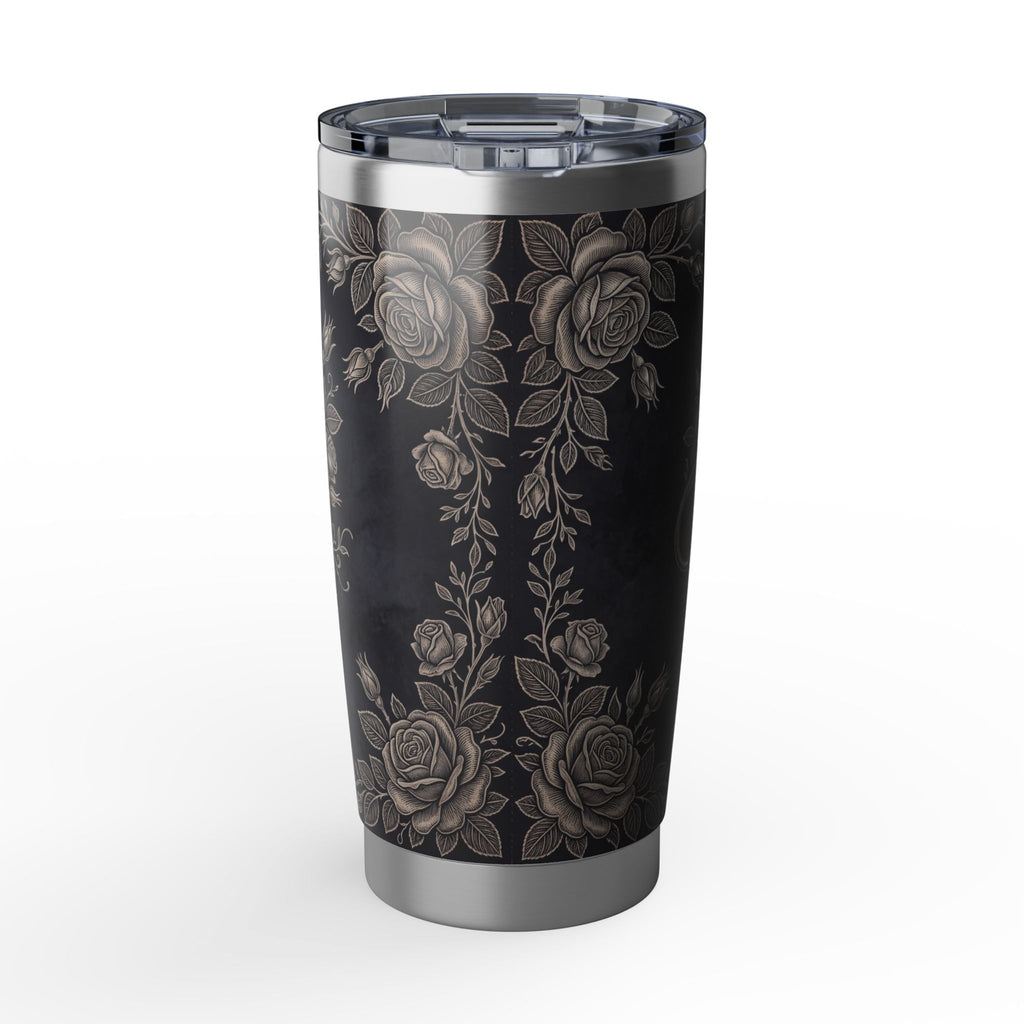 Personalized Stethoscope Tumbler – Custom Name Platinum Floral Design 20 oz