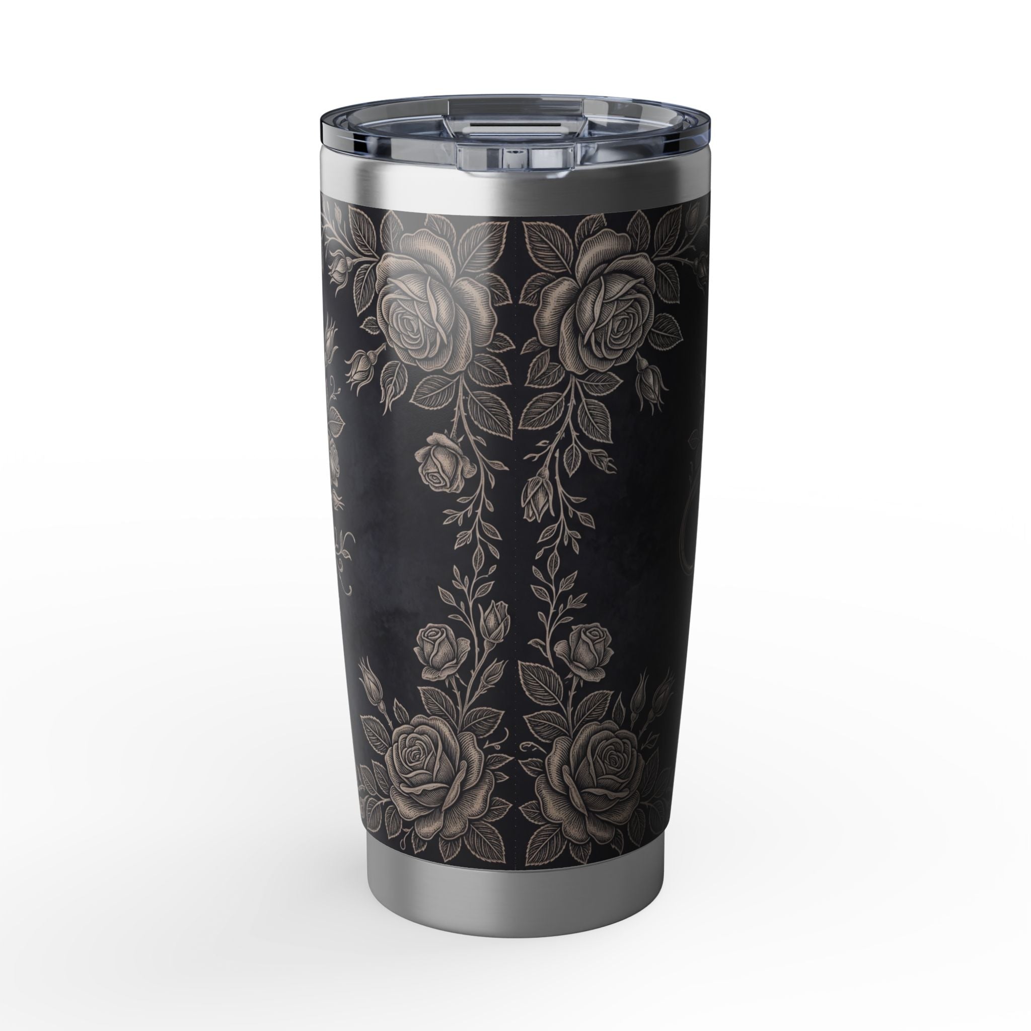 Personalized Stethoscope Tumbler – Custom Name Platinum Floral Design 20 oz