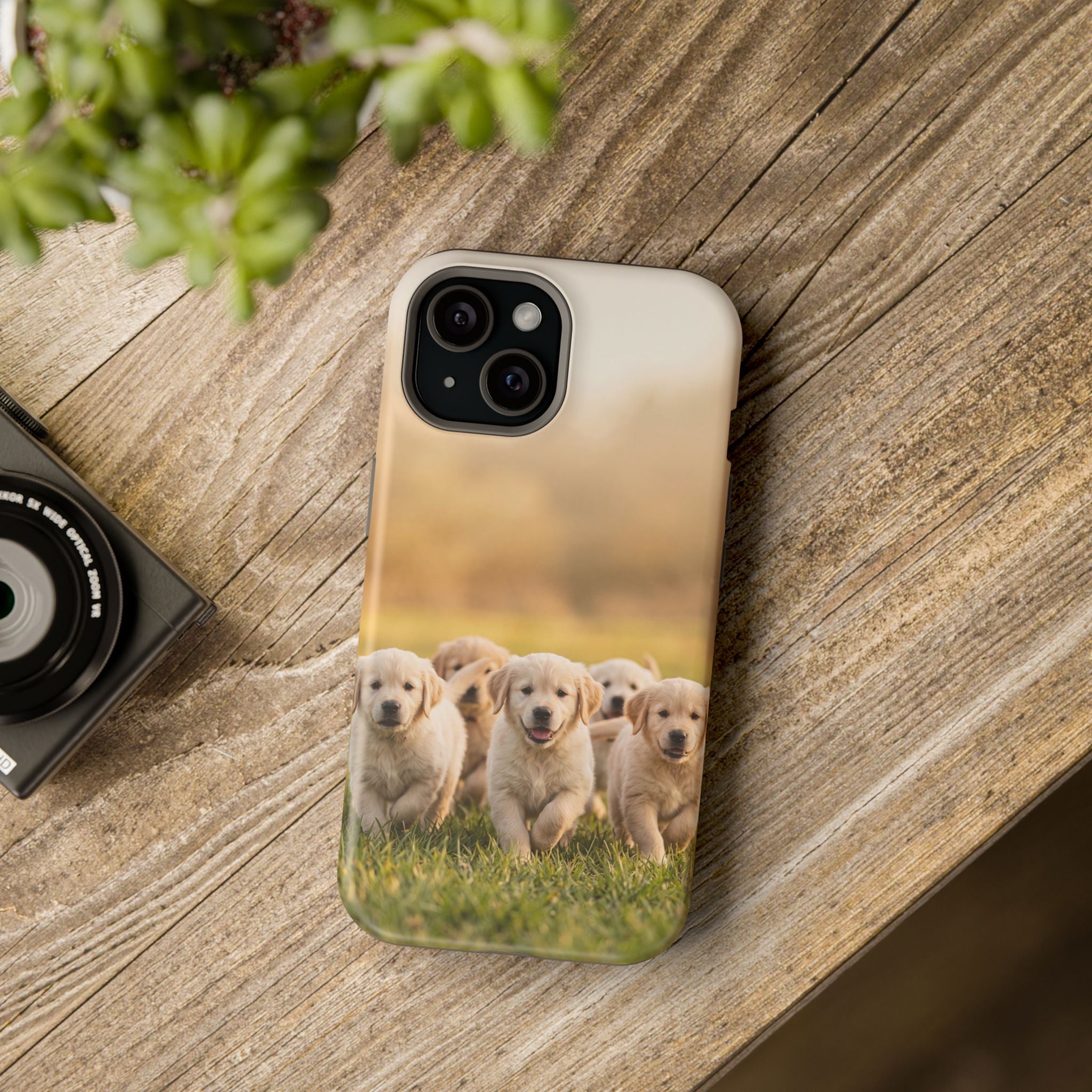 Golden Retriever Puppies Phone Case — Impact-Resistant Wireless Charging Cover