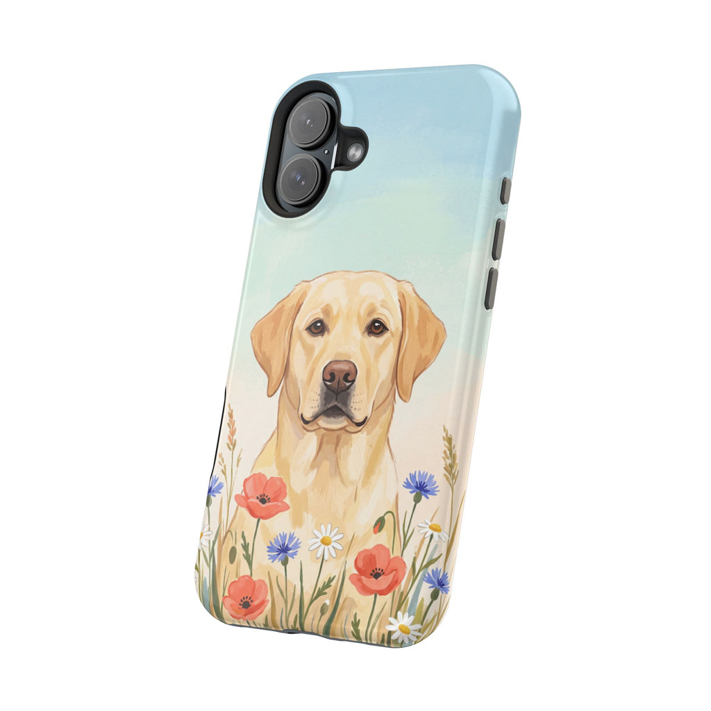 Labrador Wildflower Painting Phone Case — Tough Magnetic Case with Wireless Charging