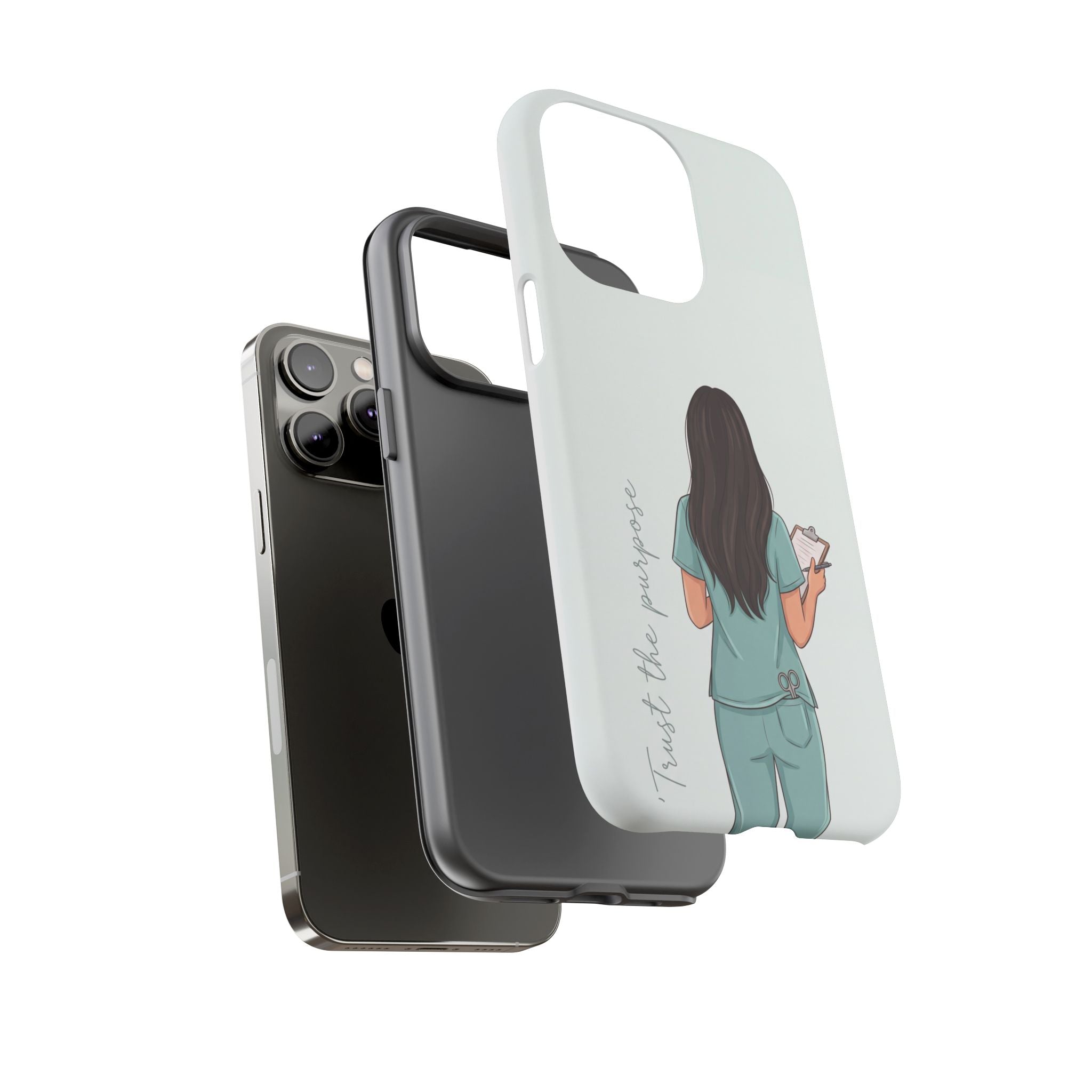 "Trust the Purpose" Nurse Phone Case | Illustrated Nurse in Scrubs Design | iPhone & Samsung