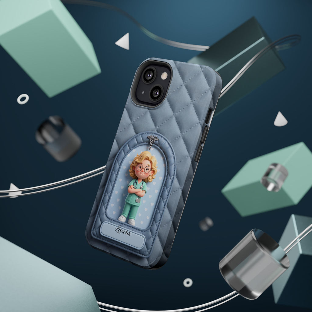 Personalized Quilted Nurse Phone Case — Wireless Charging Cover