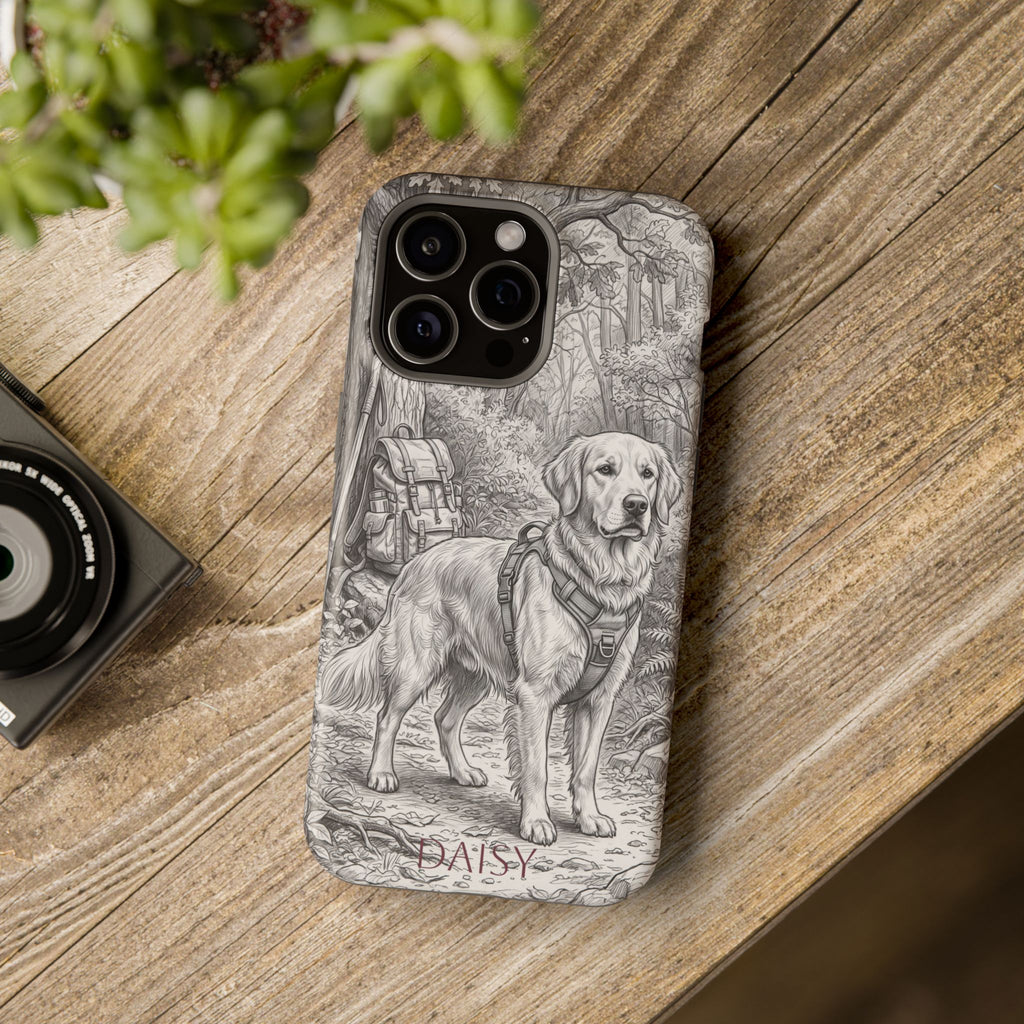 Personalized Golden Retriever Woodland Trail Phone Case — Wireless Charging Cover