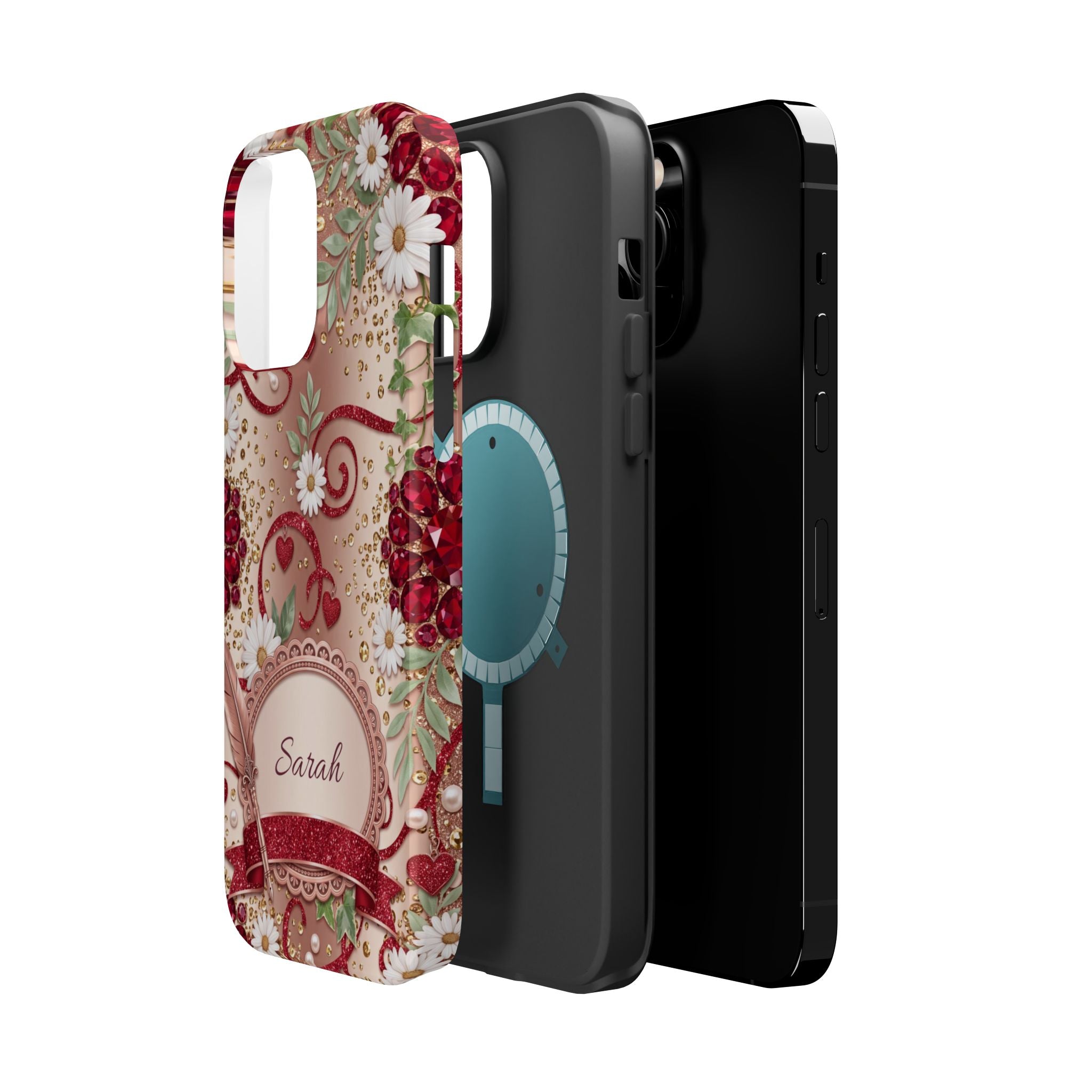 Personalized Vintage Floral Teacher Phone Case — Wireless Charging Cover