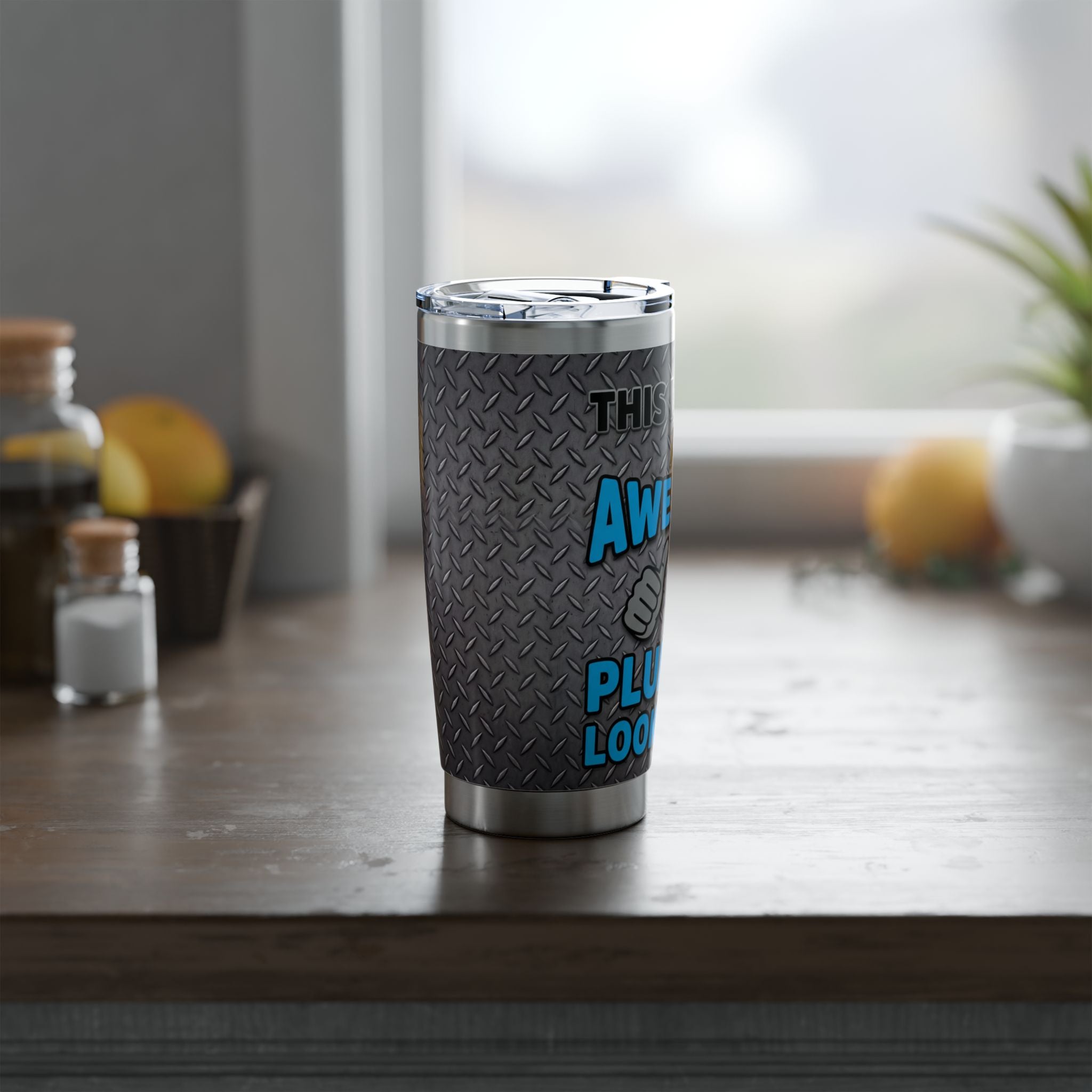 Funny Plumber Tumbler – "This Is What An Awesome Plumber Looks Like" Metallic Design 20 oz