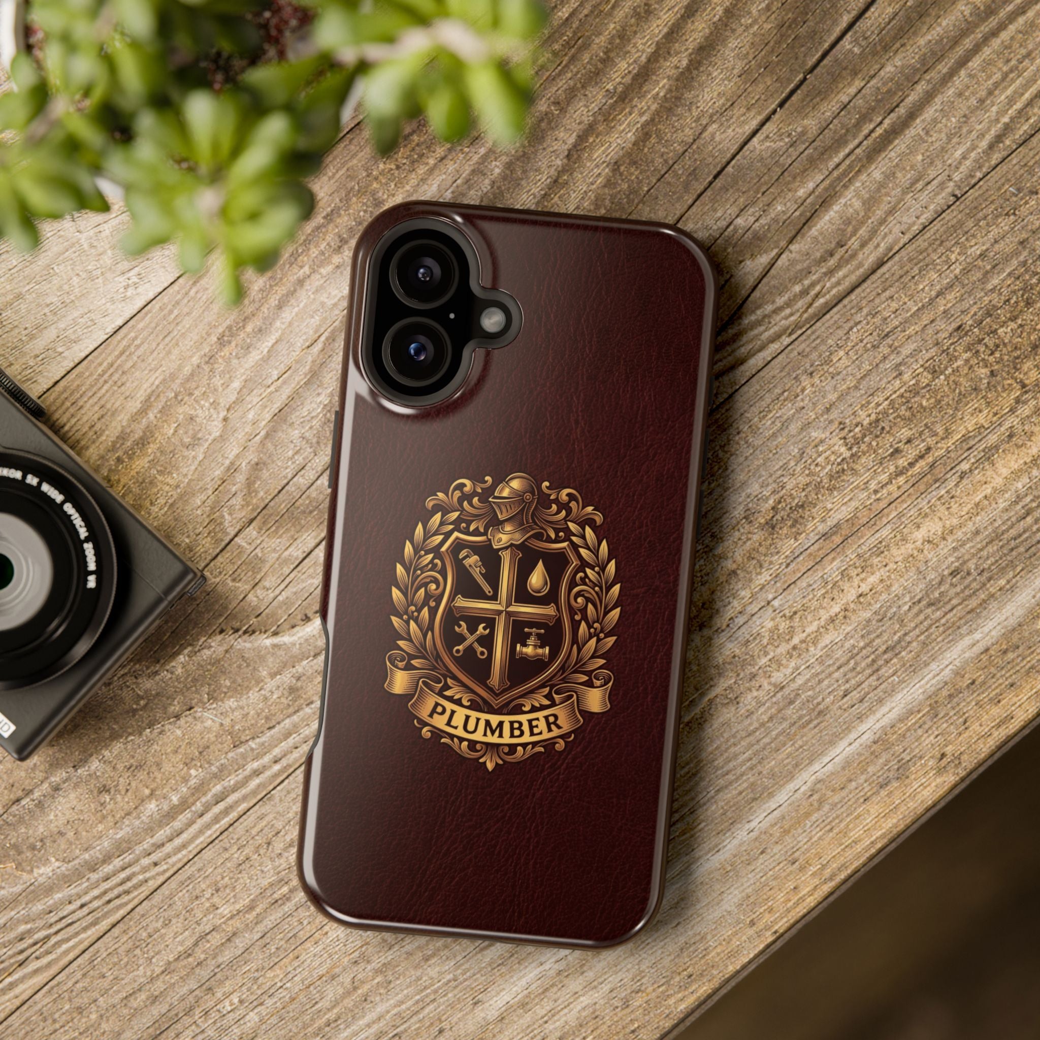 Plumber Crest Phone Case — Heraldic Shield Design Wireless Charging Cover