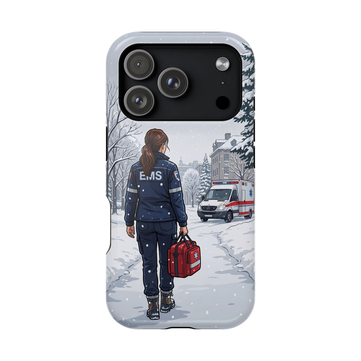 Paramedic/EMT Winter Phone Case — Magnetic Wireless Charging Cover