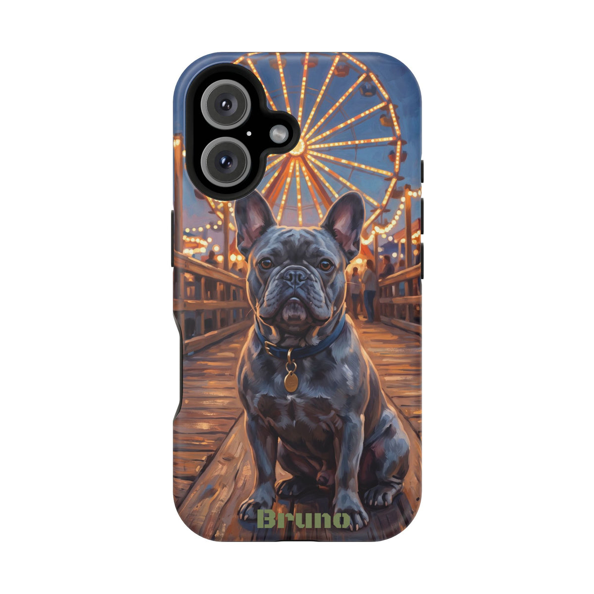 Personalized French Bulldog Pier Lights Phone Case — Wireless Charging Cover