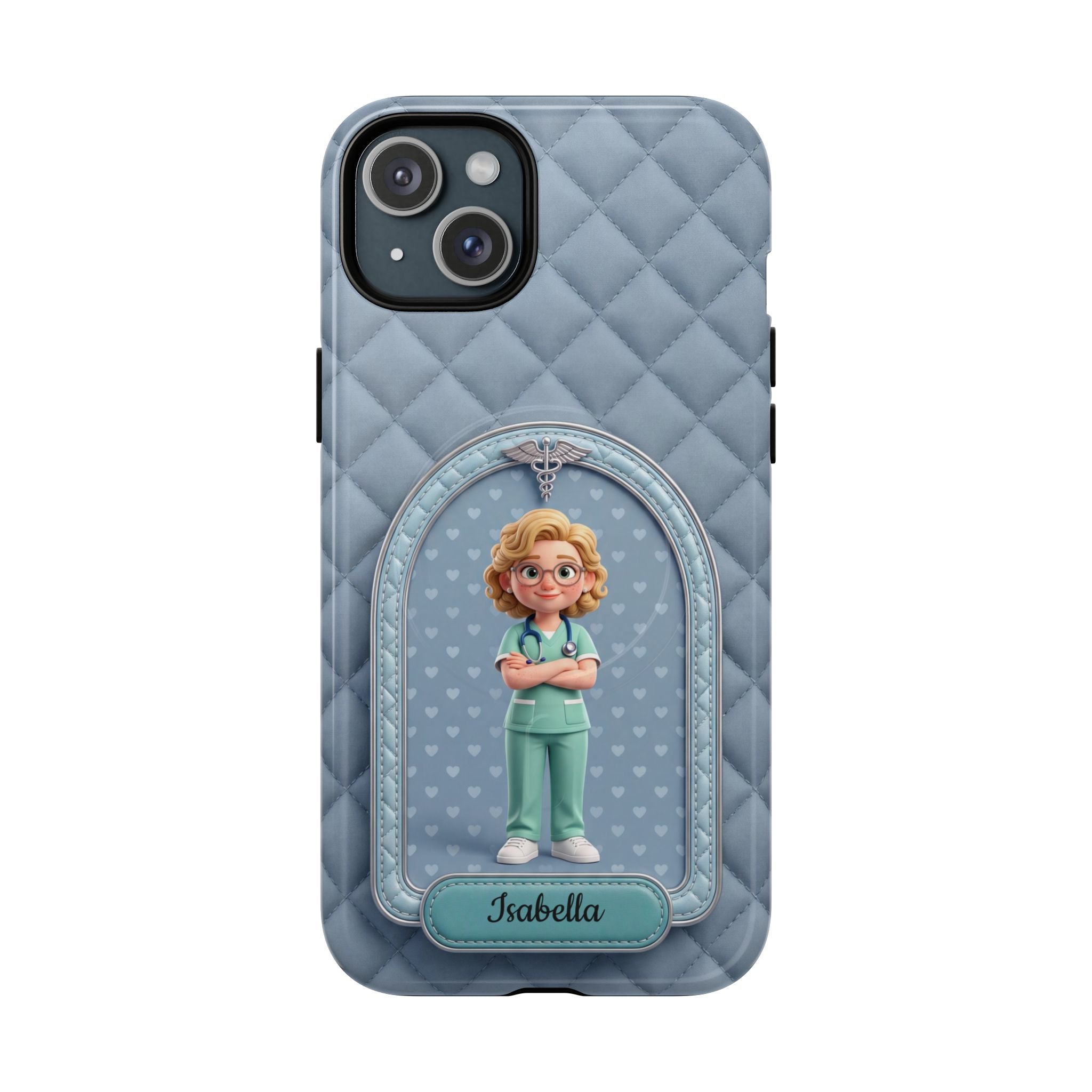 Personalized Nurse Phone Case | Quilted Badge Design, Custom Name iPhone Case