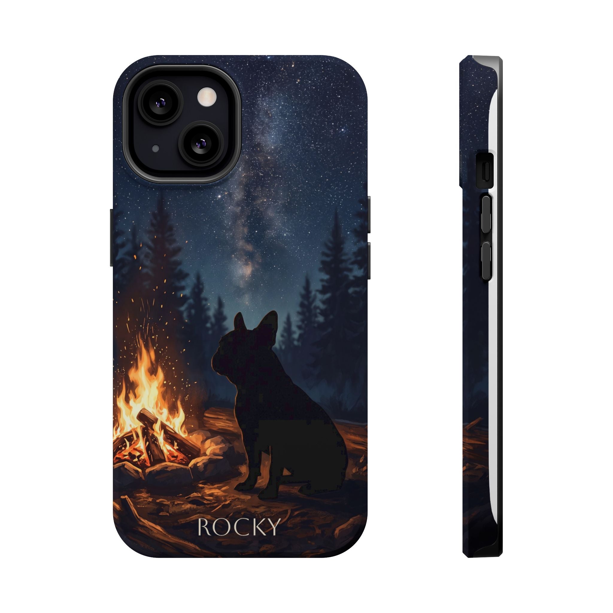 Personalized French Bulldog Campfire Phone Case — Wireless Charging Cover
