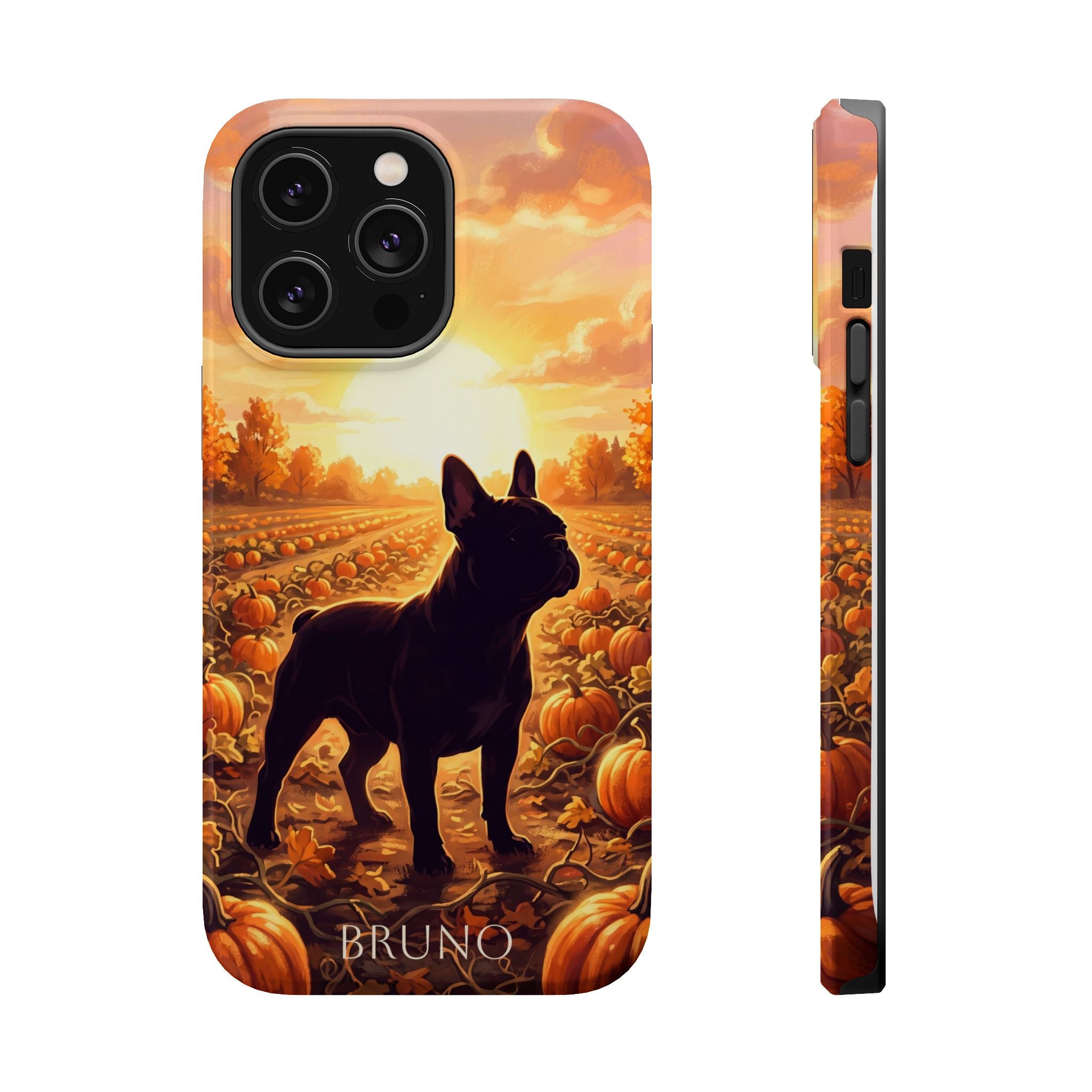 Personalized French Bulldog Pumpkin Patch Phone Case — Wireless Charging Cover