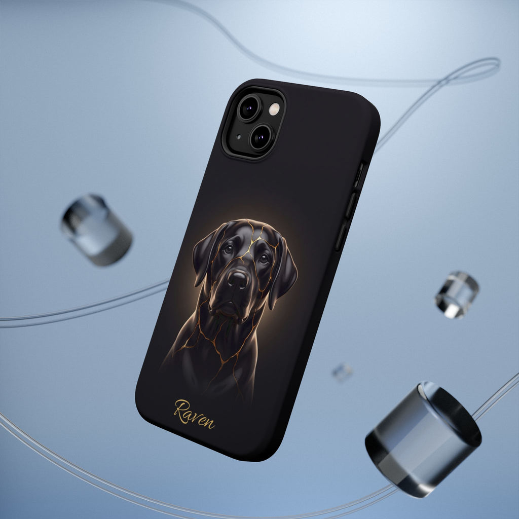 Personalized Obsidian Kintsugi Labrador Phone Case — Tough Magnetic Case with Wireless Charging