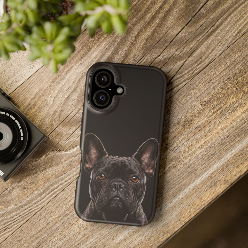 Black French Bulldog Phone Case — Impact-Resistant Wireless Charging Cover